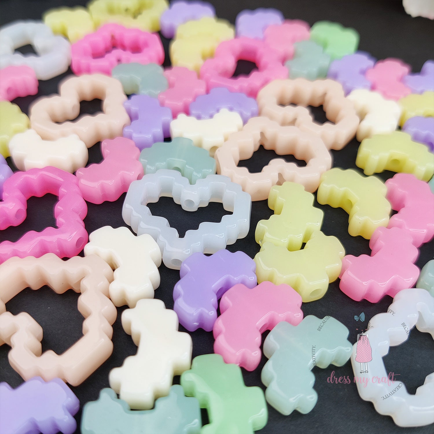 Pixel Valentine Beads - Soft Pastel