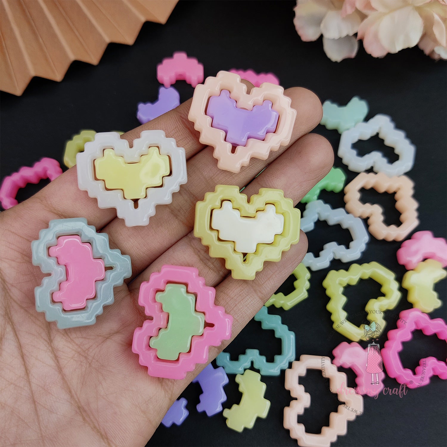 Pixel Valentine Beads - Soft Pastel