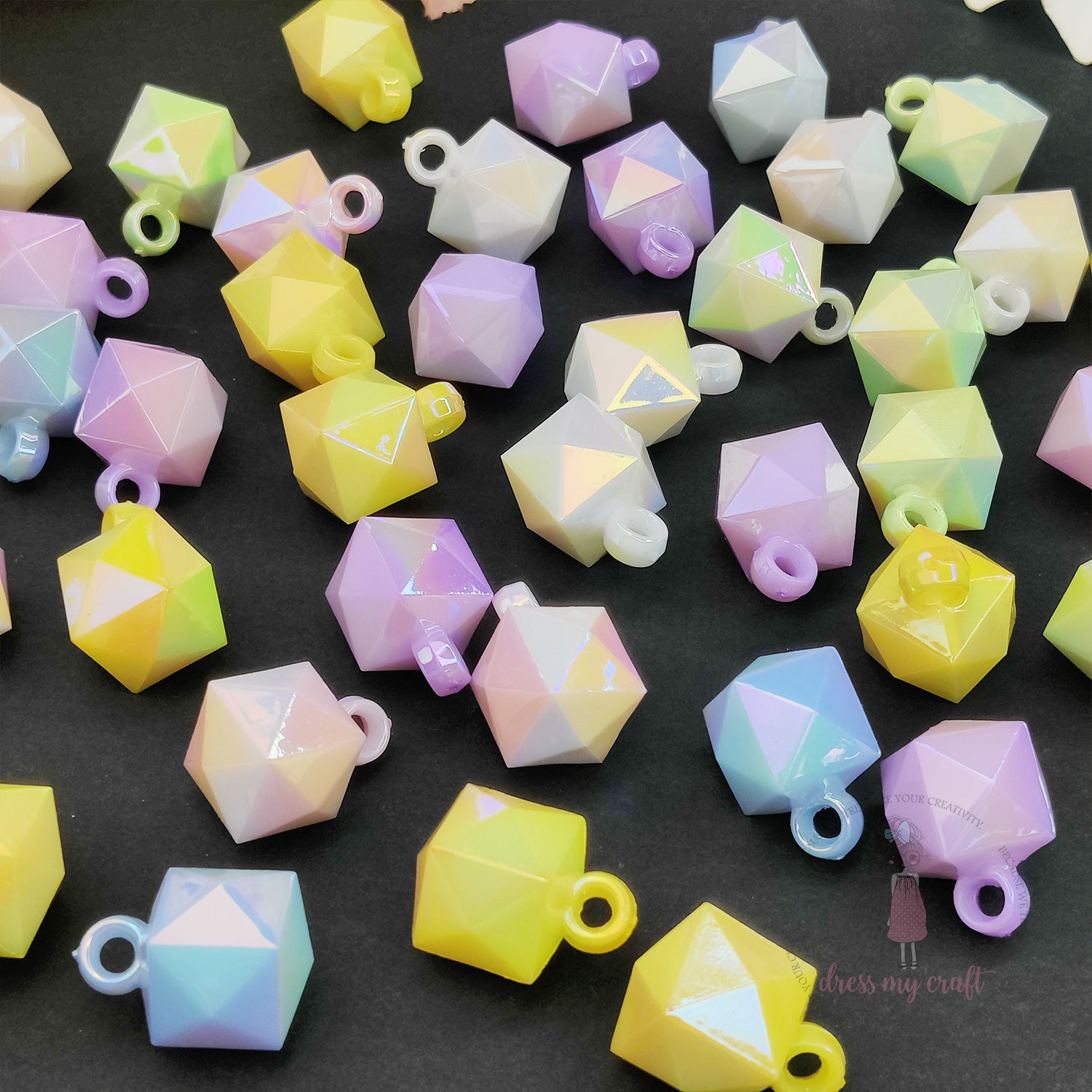 Pastel Holographic Diamond Beads With Loop