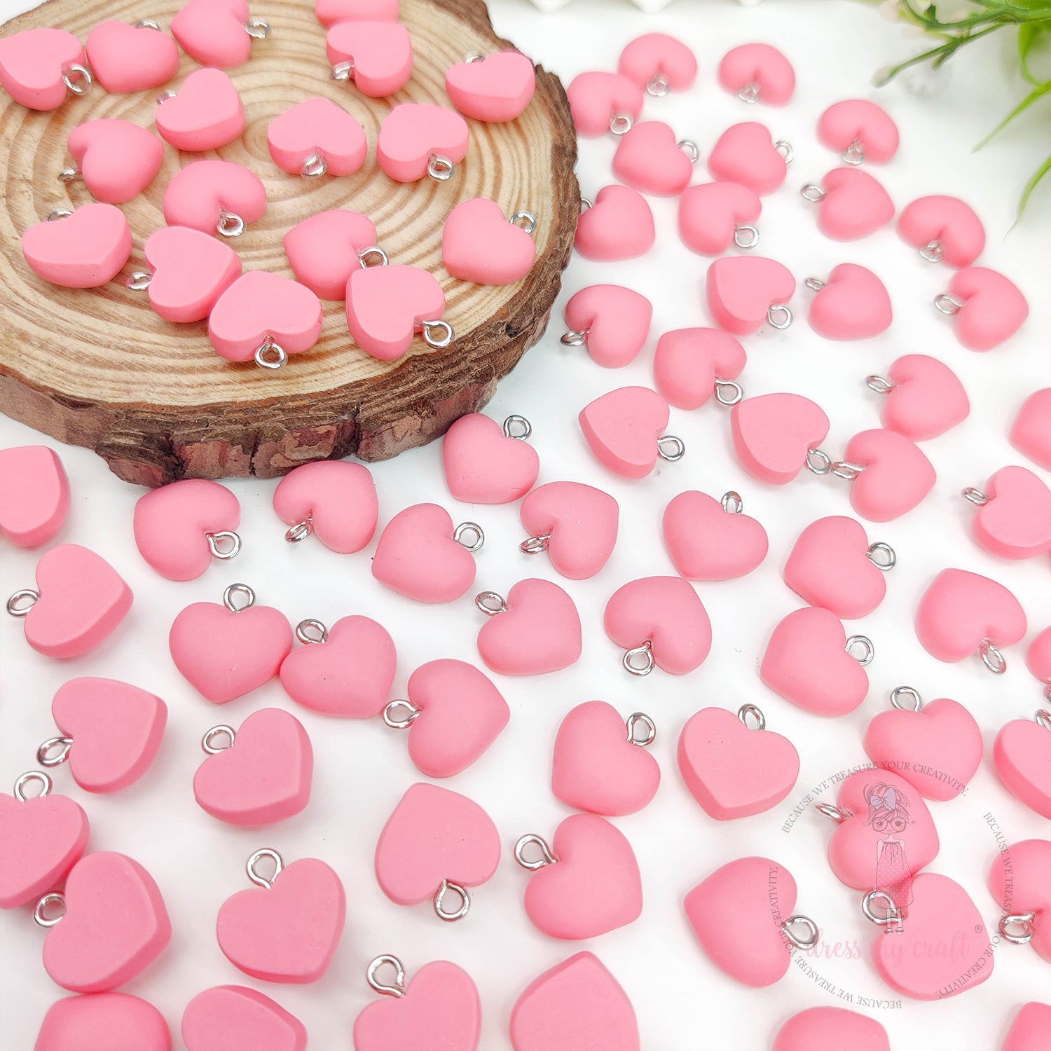 Hanging Hearts With Loop - Rose Pink