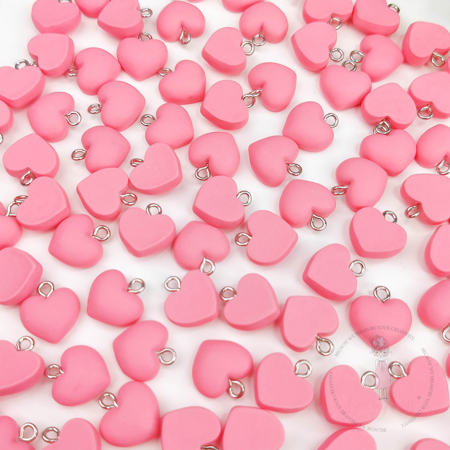 Hanging Hearts With Loop - Rose Pink