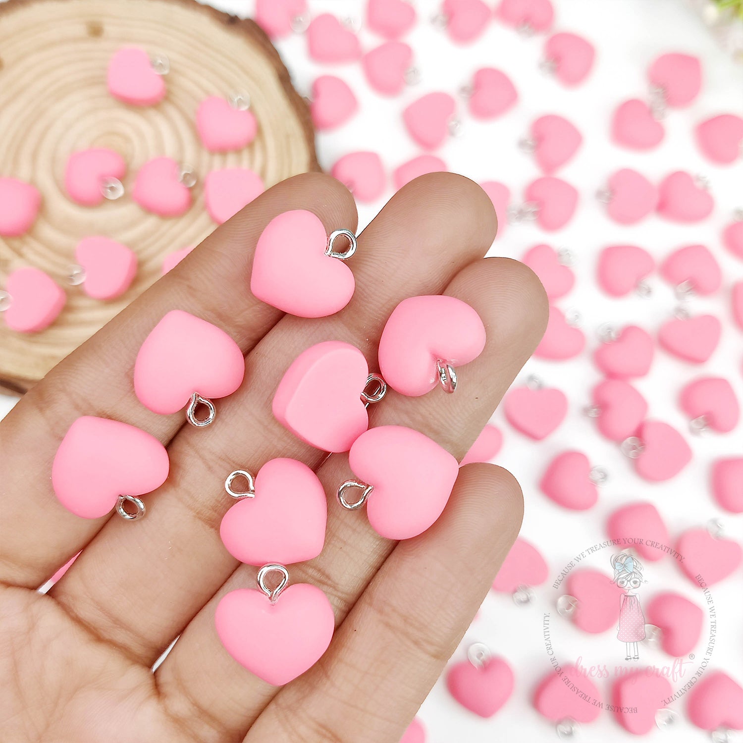 Hanging Hearts With Loop - Rose Pink