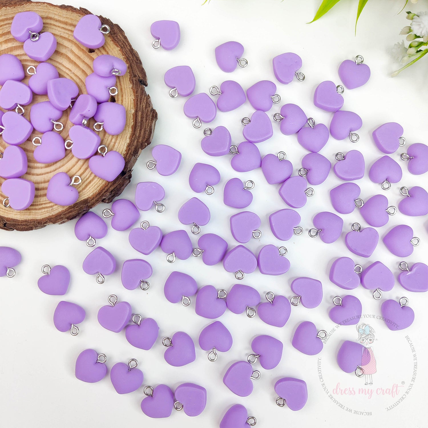 Hanging Hearts With Loop - Light Purple