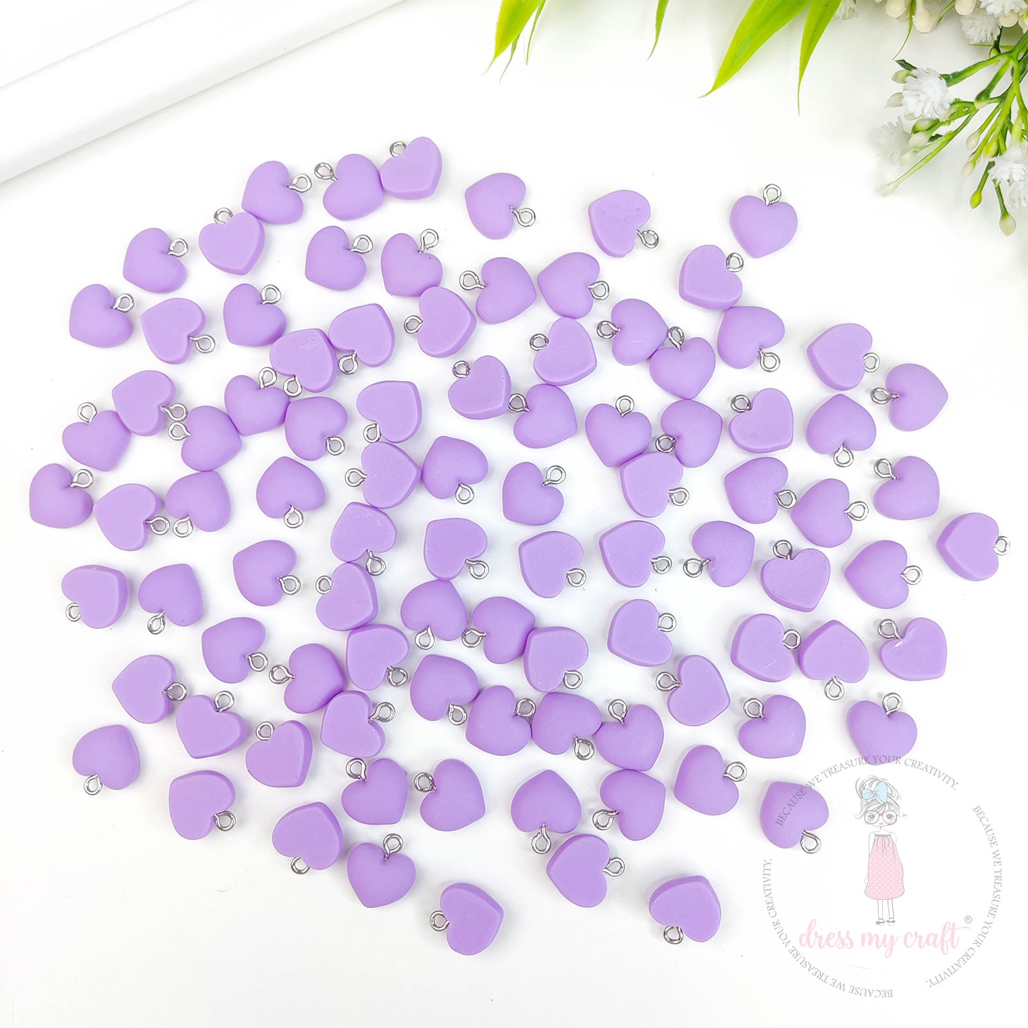 Hanging Hearts With Loop - Light Purple