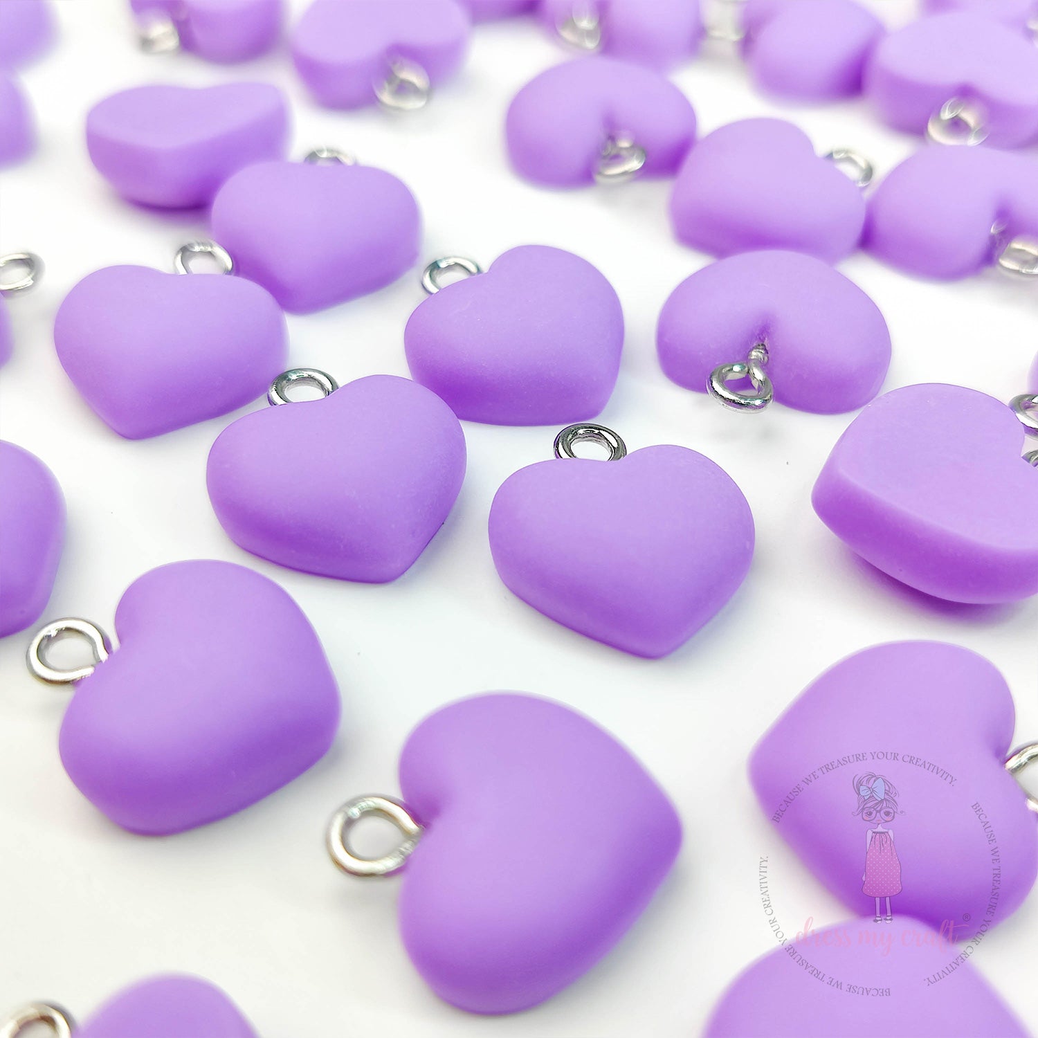 Hanging Hearts With Loop - Light Purple