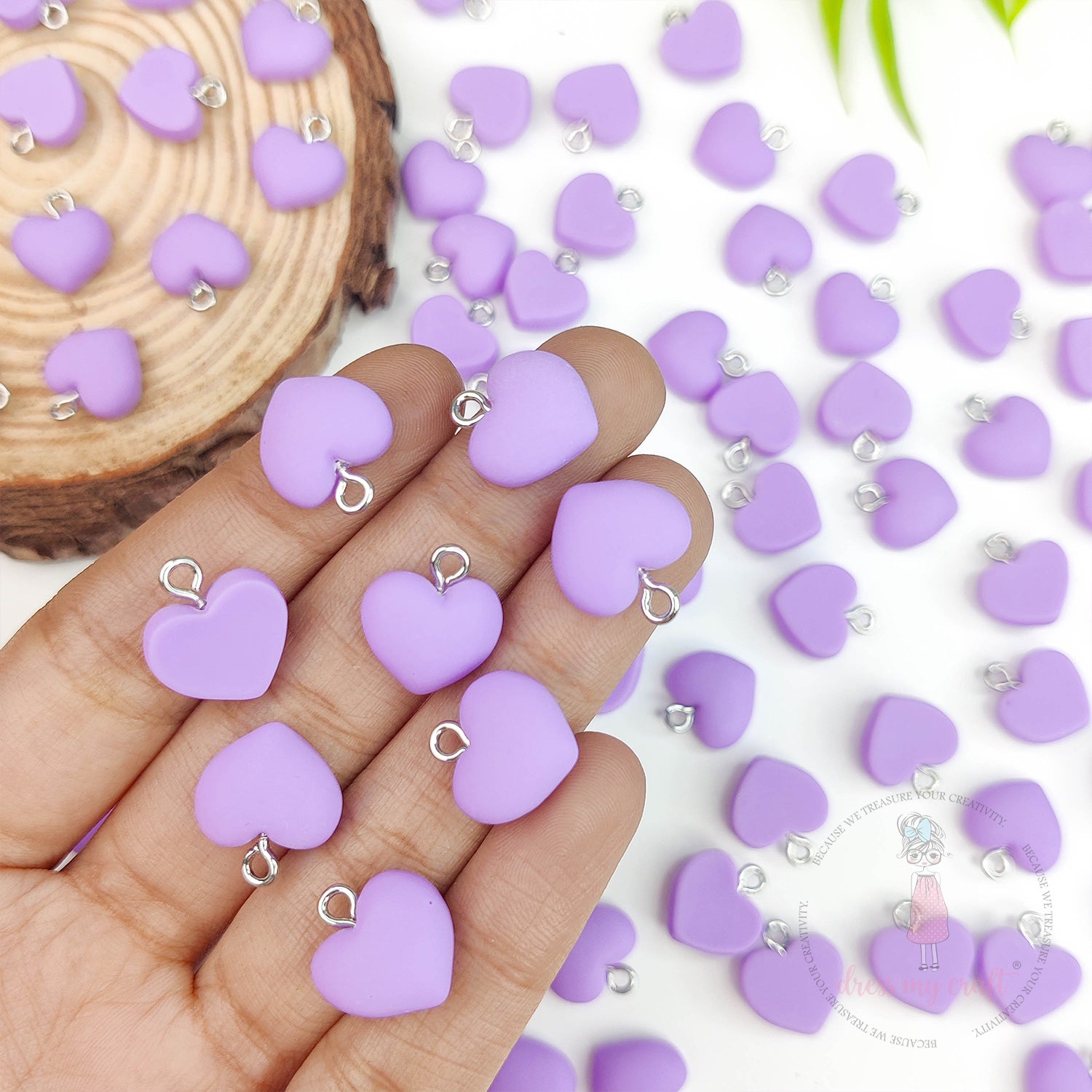 Hanging Hearts With Loop - Light Purple