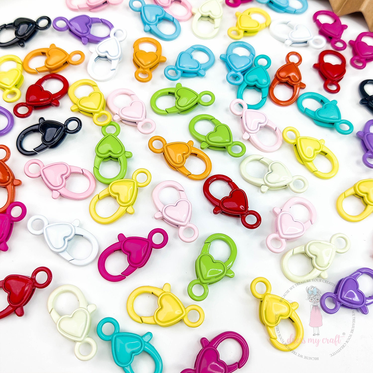 Heart Lobster Claw Clasps - Multicolor
