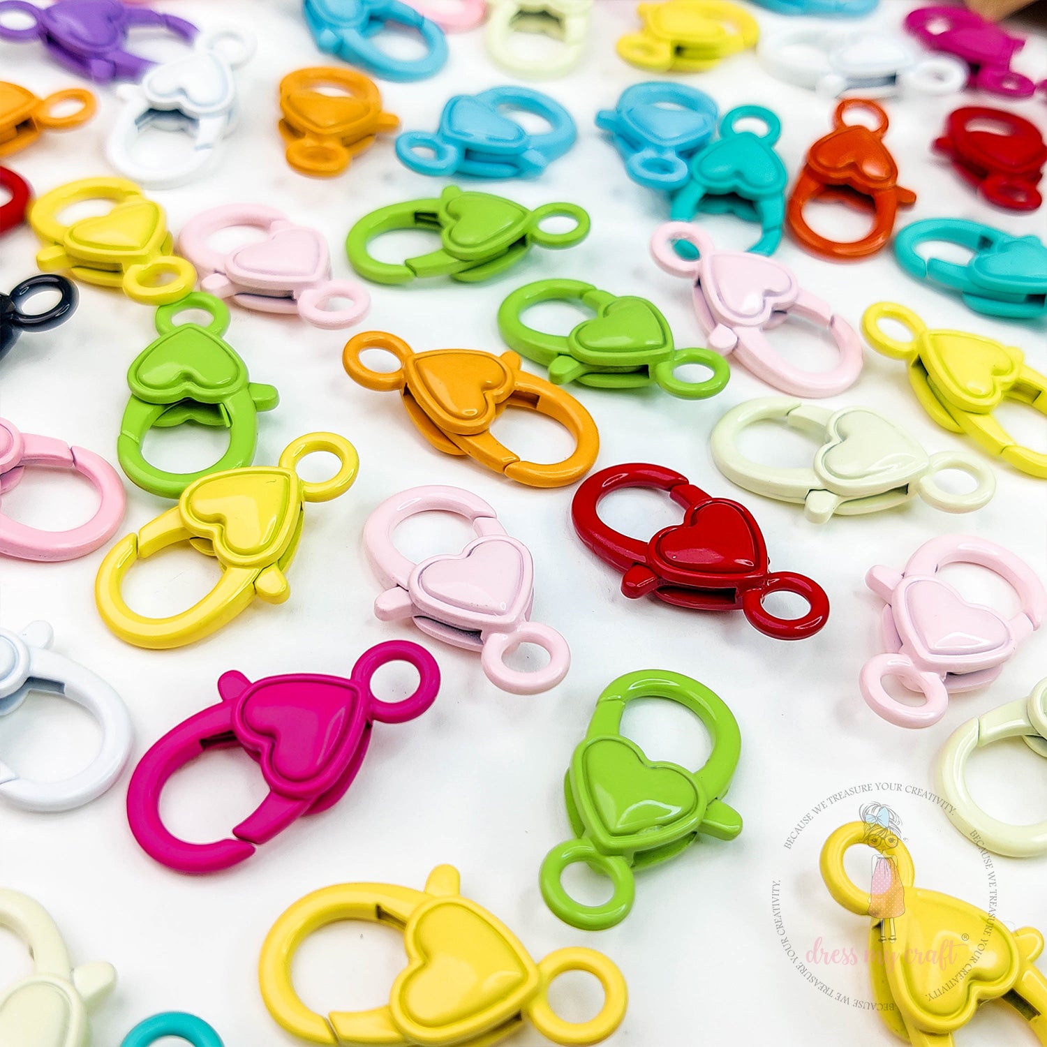 Heart Lobster Claw Clasps - Multicolor