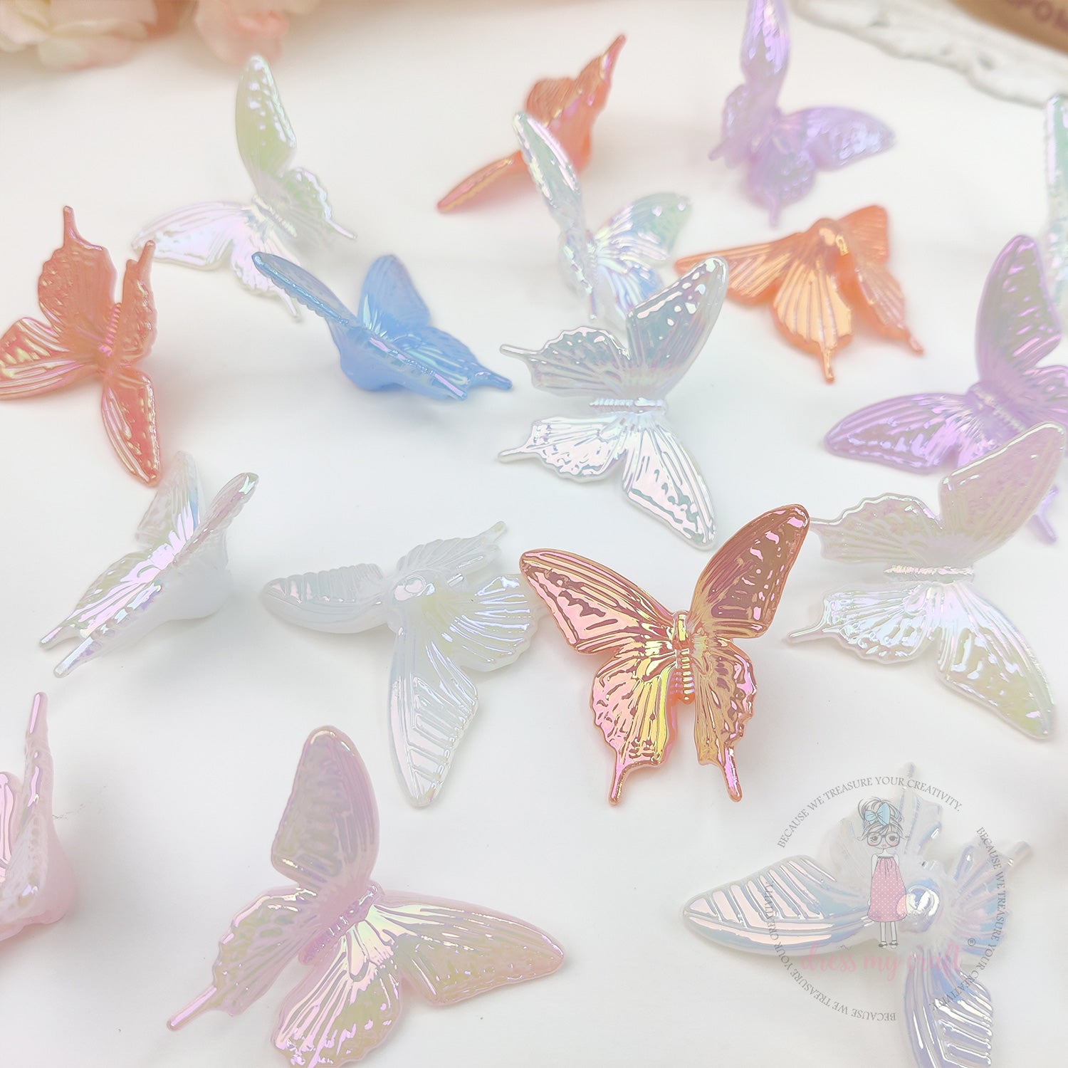 Multicolor Holographic Butterfly Beads
