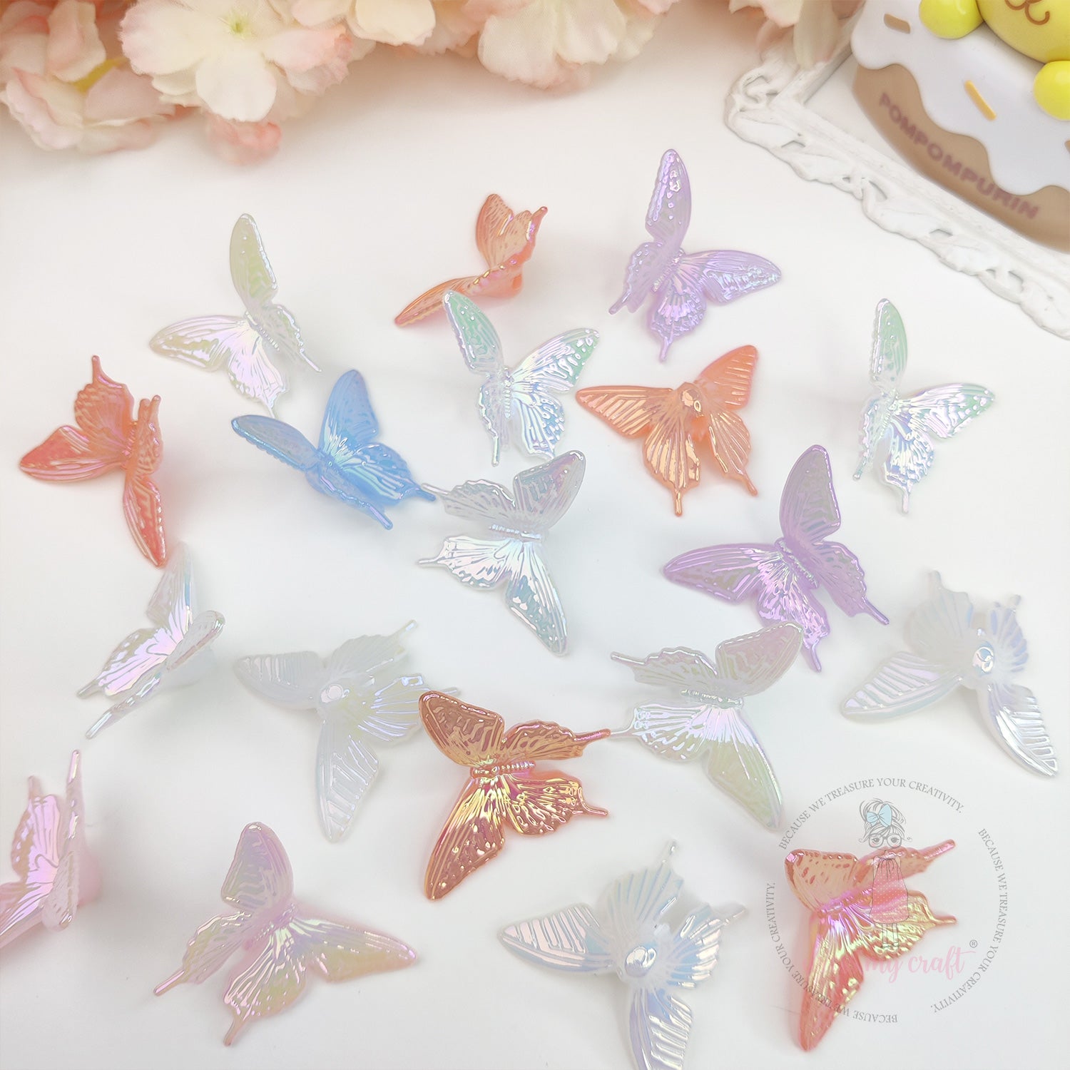 Multicolor Holographic Butterfly Beads