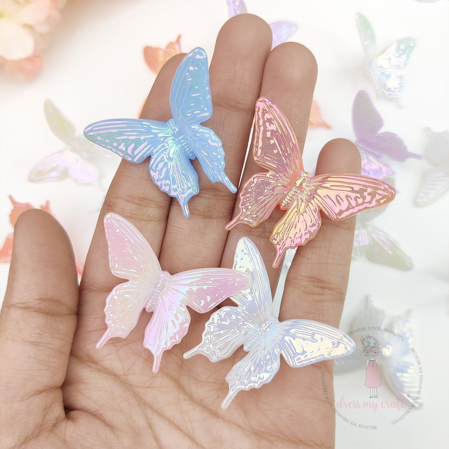 Multicolor Holographic Butterfly Beads