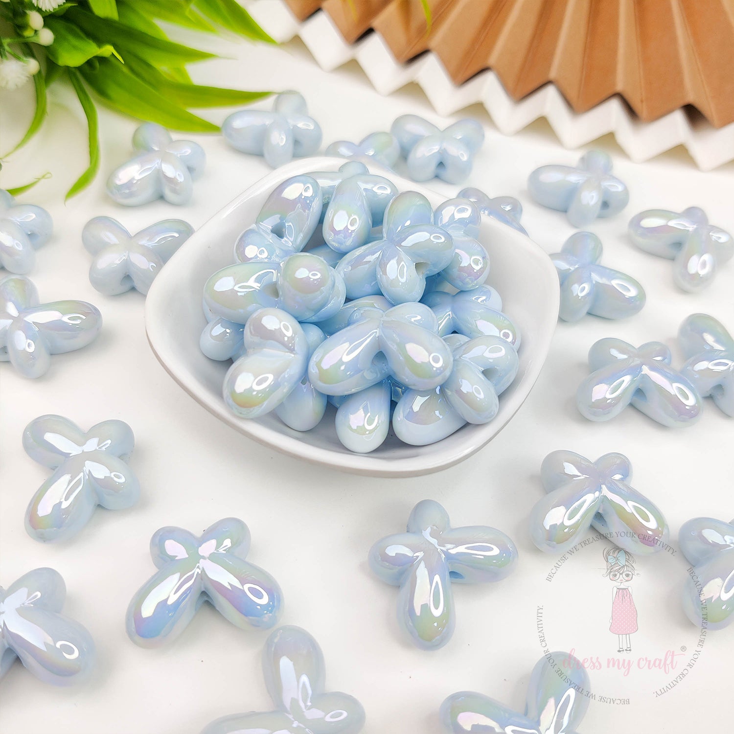 3D Holographic Butterfly Beads - Blue