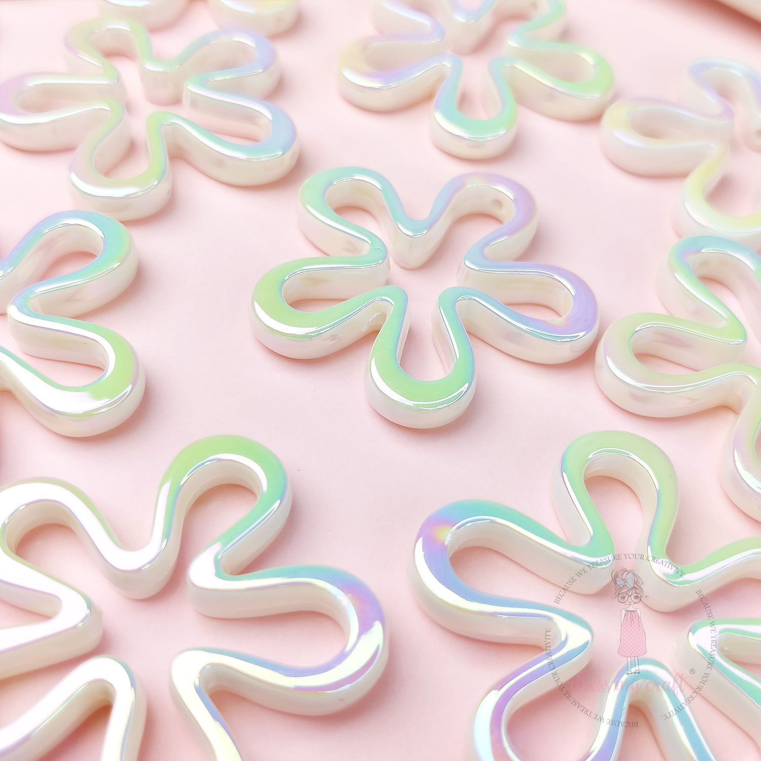 Holographic Flower Beads