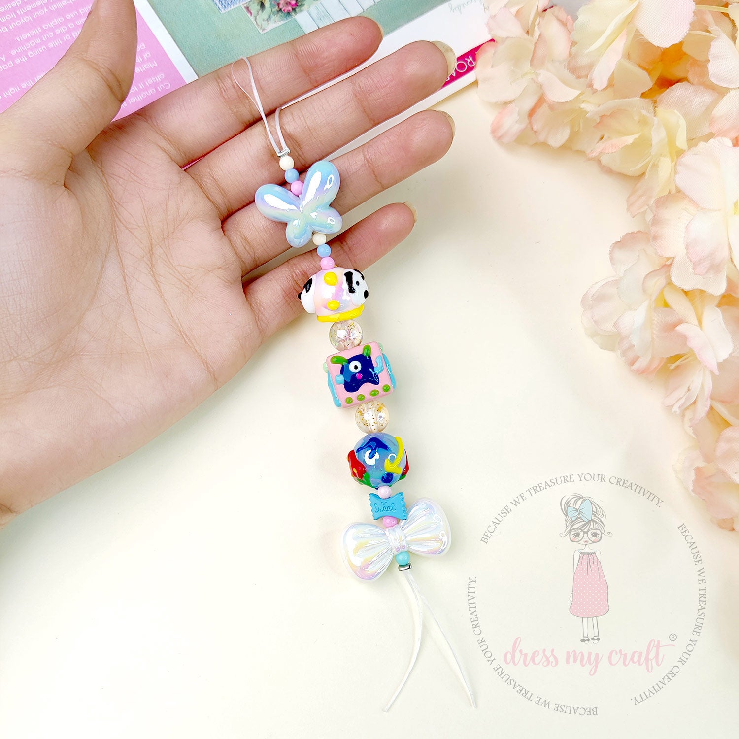 Hand-painted Square Monster Beads