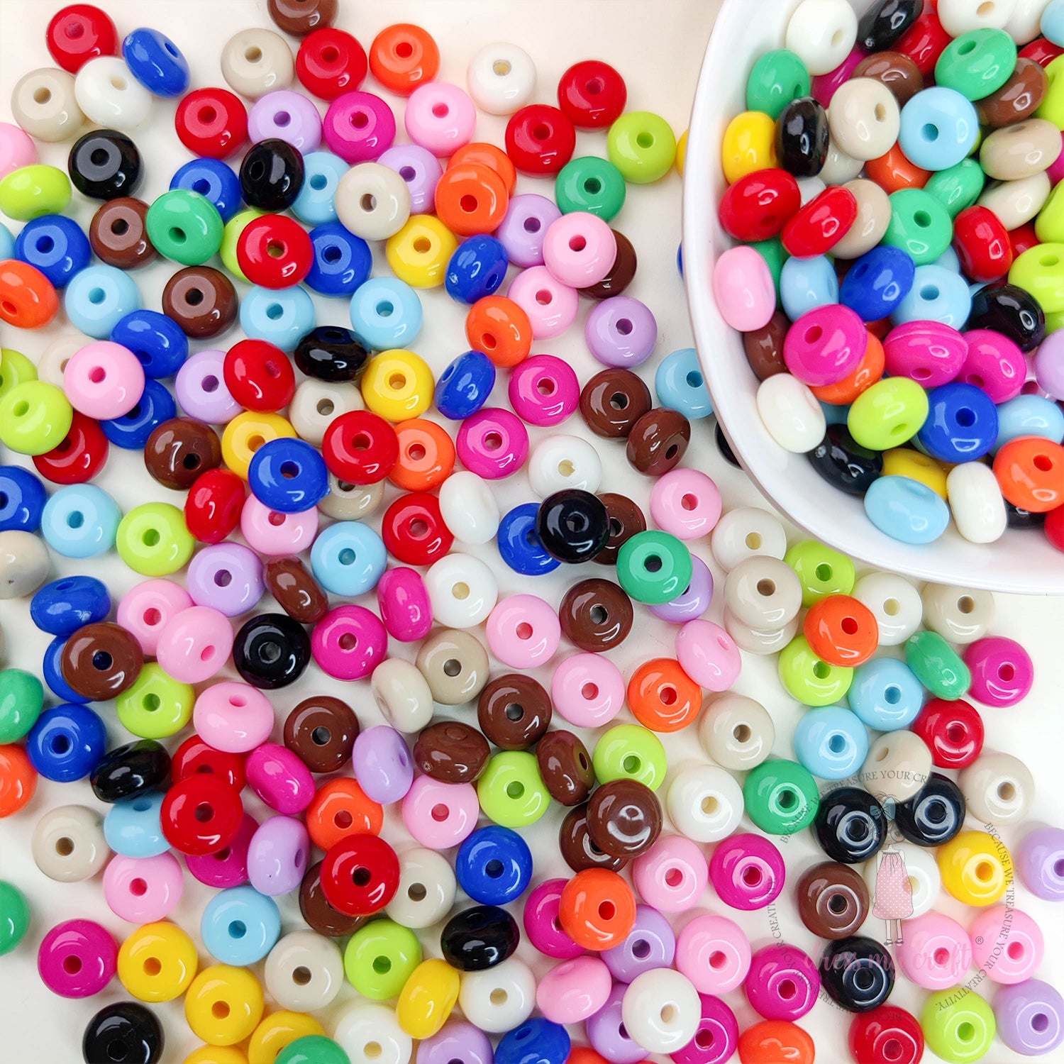 Multicolor Acrylic Lentil Beads