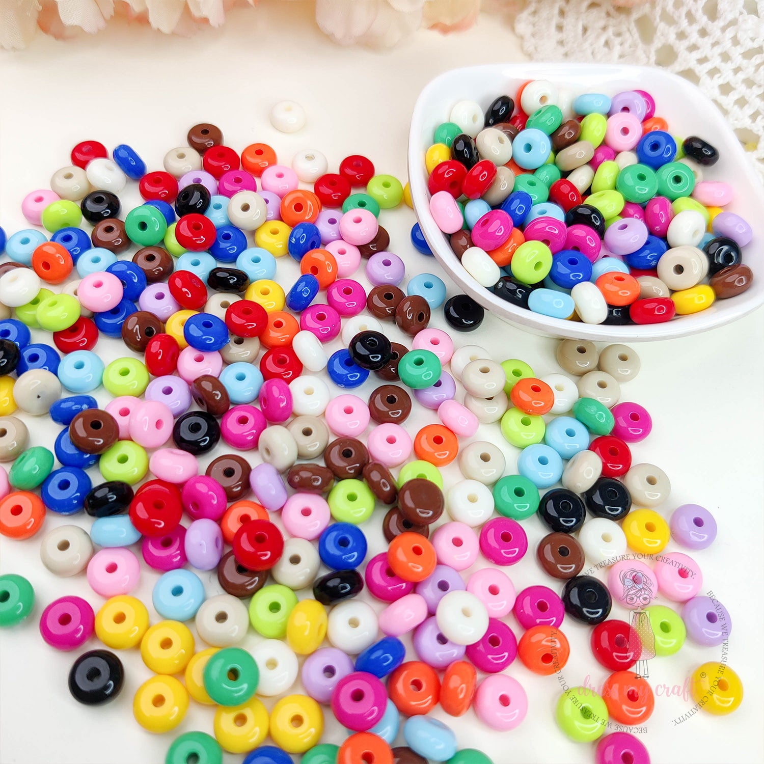 Multicolor Acrylic Lentil Beads