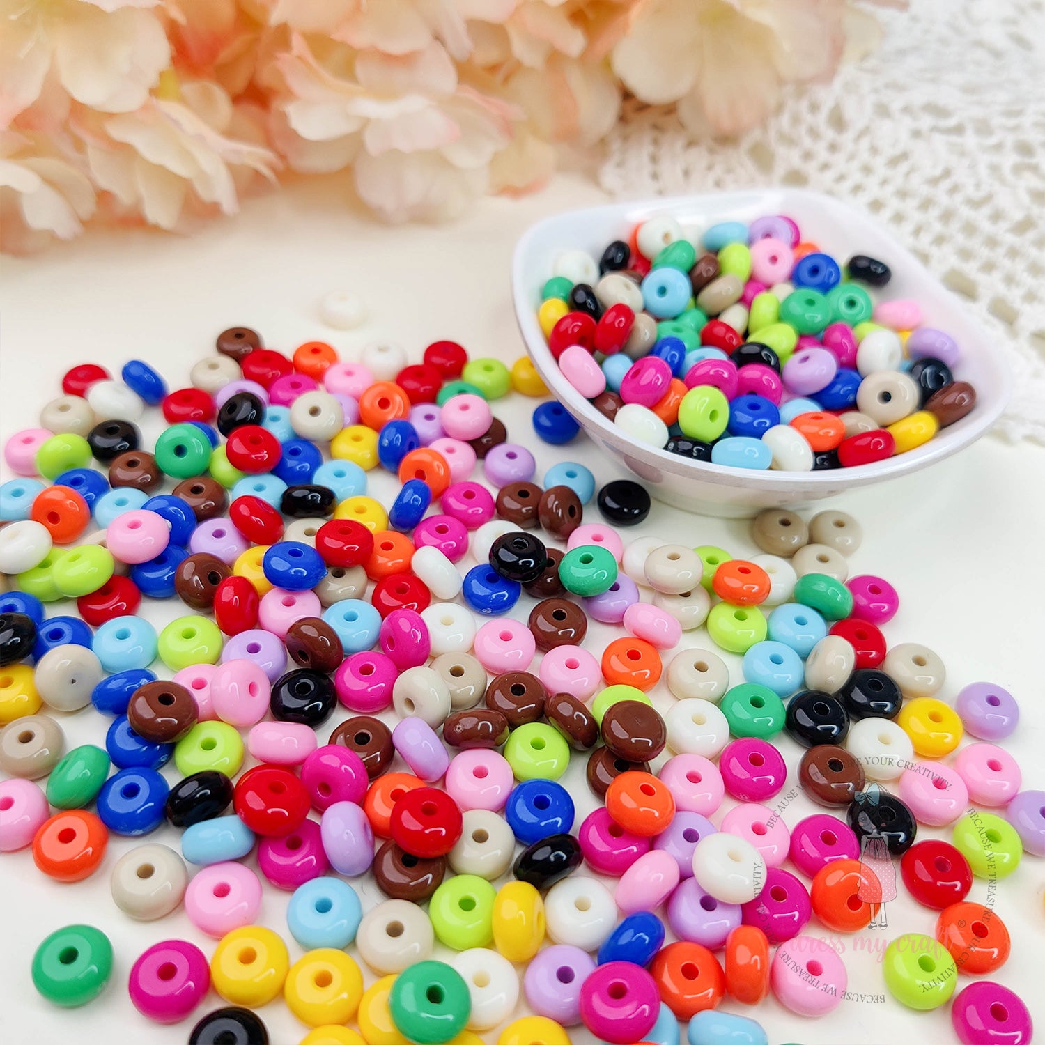 Multicolor Acrylic Lentil Beads