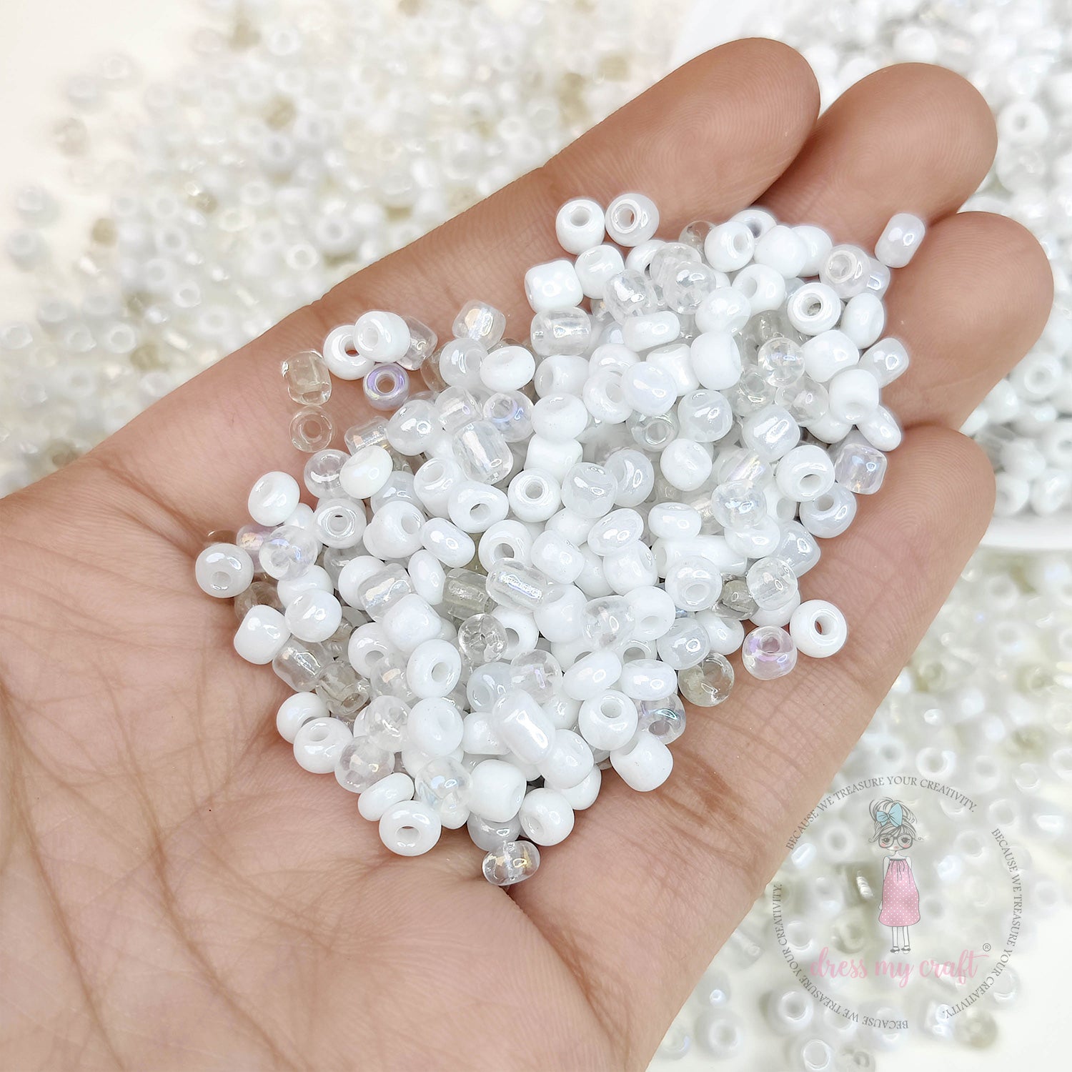 Acrylic Seed Beads - White Family