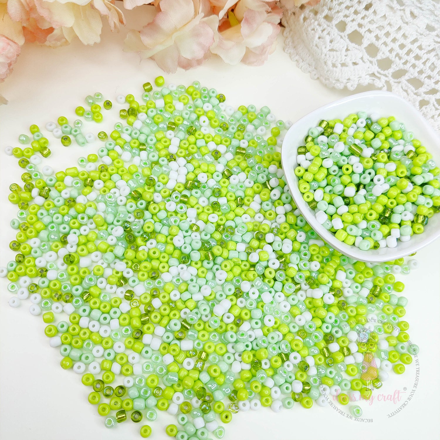 Acrylic Seed Beads - Green Family