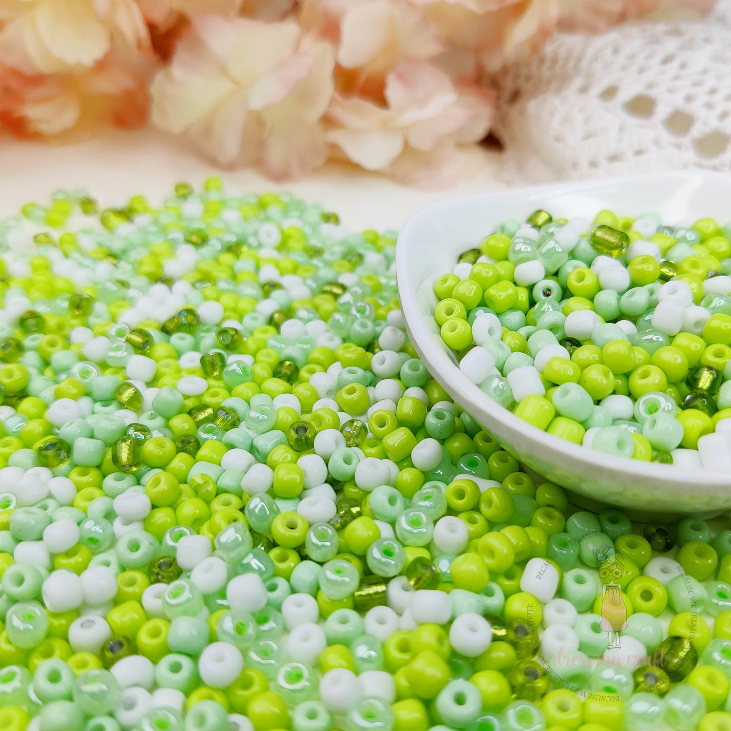 Acrylic Seed Beads - Green Family