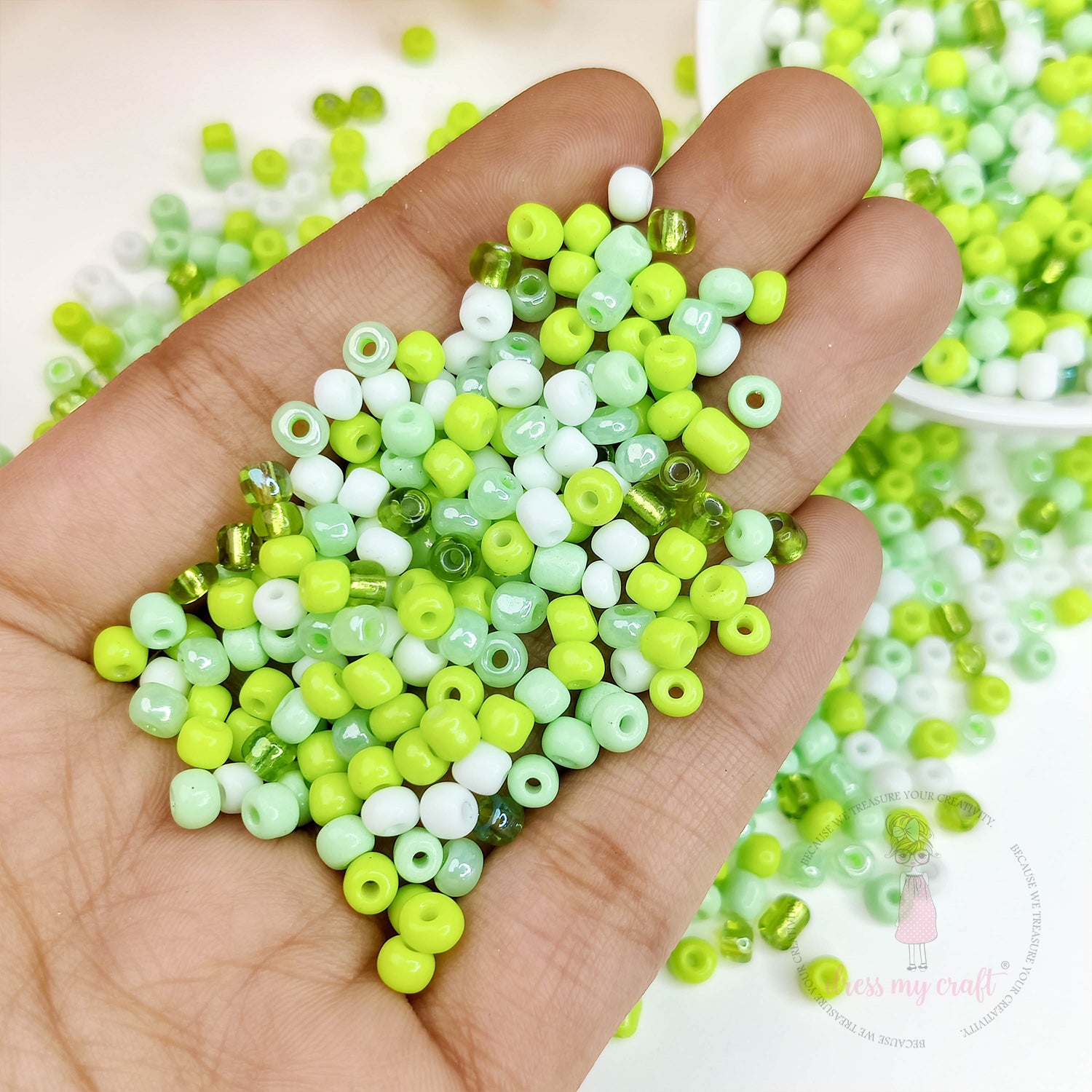 Acrylic Seed Beads - Green Family