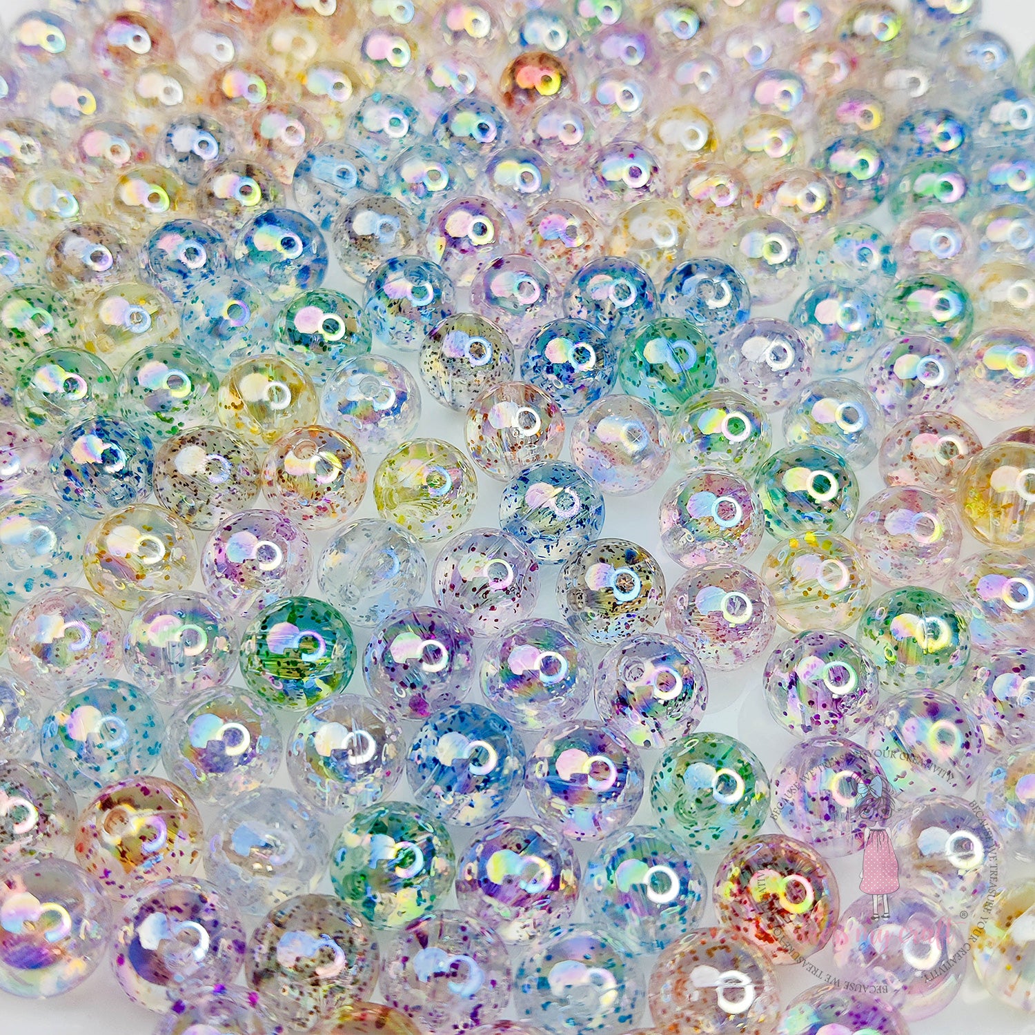 Transparent Acrylic Glitter Beads