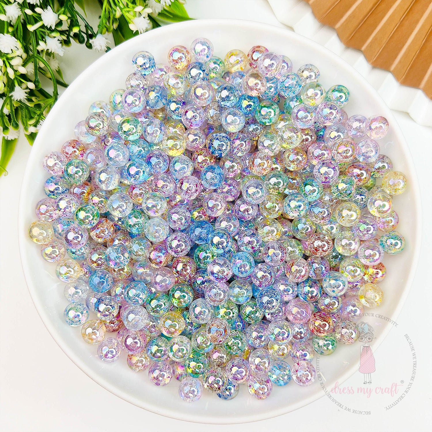 Transparent Acrylic Glitter Beads