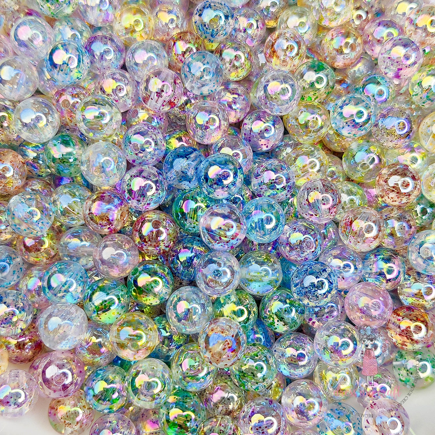 Transparent Acrylic Glitter Beads
