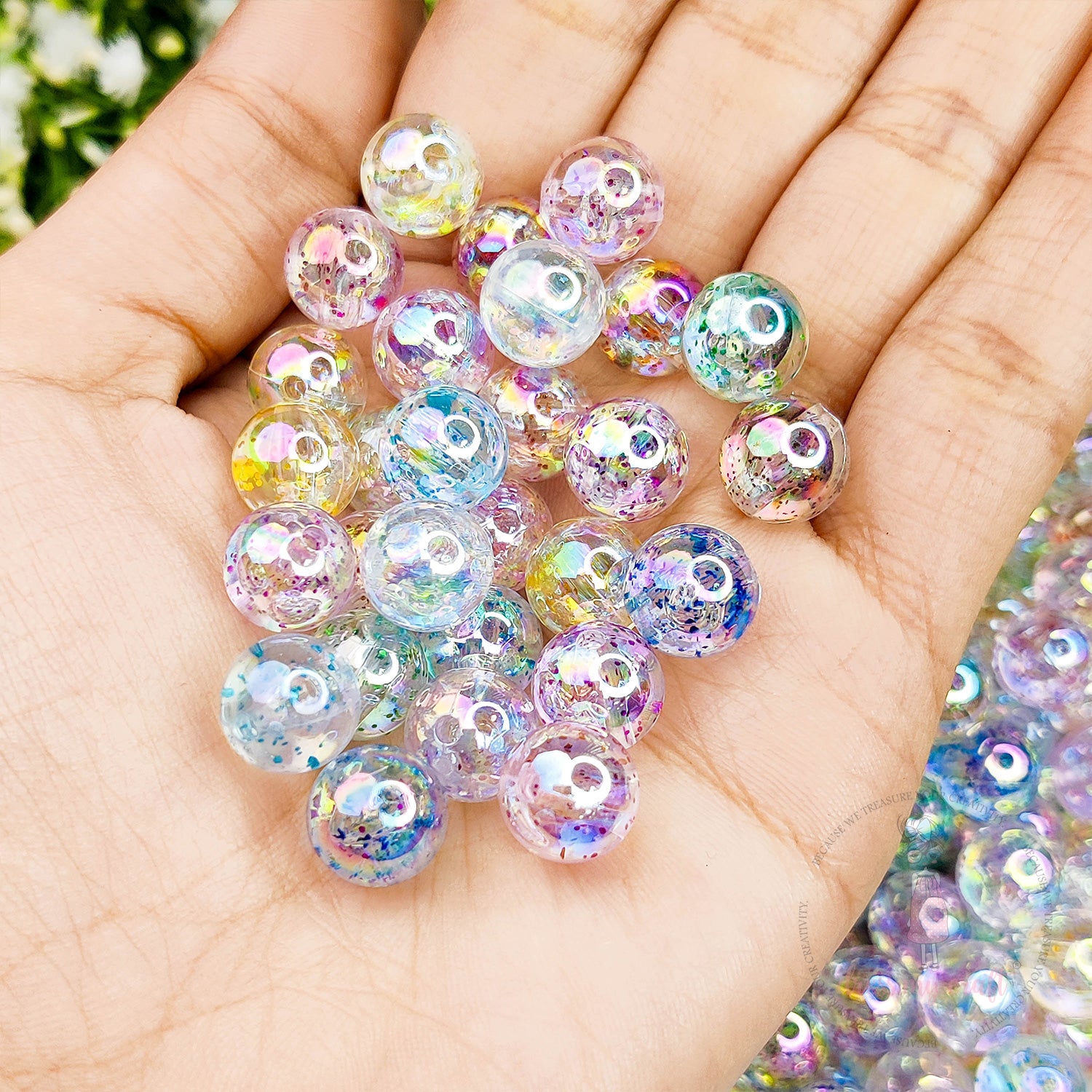 Transparent Acrylic Glitter Beads
