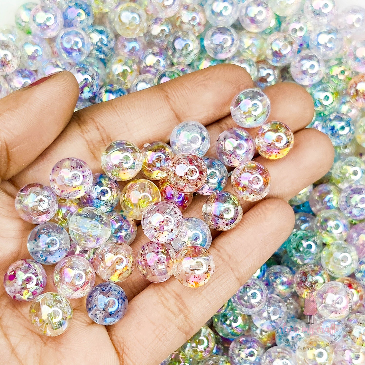 Transparent Acrylic Glitter Beads