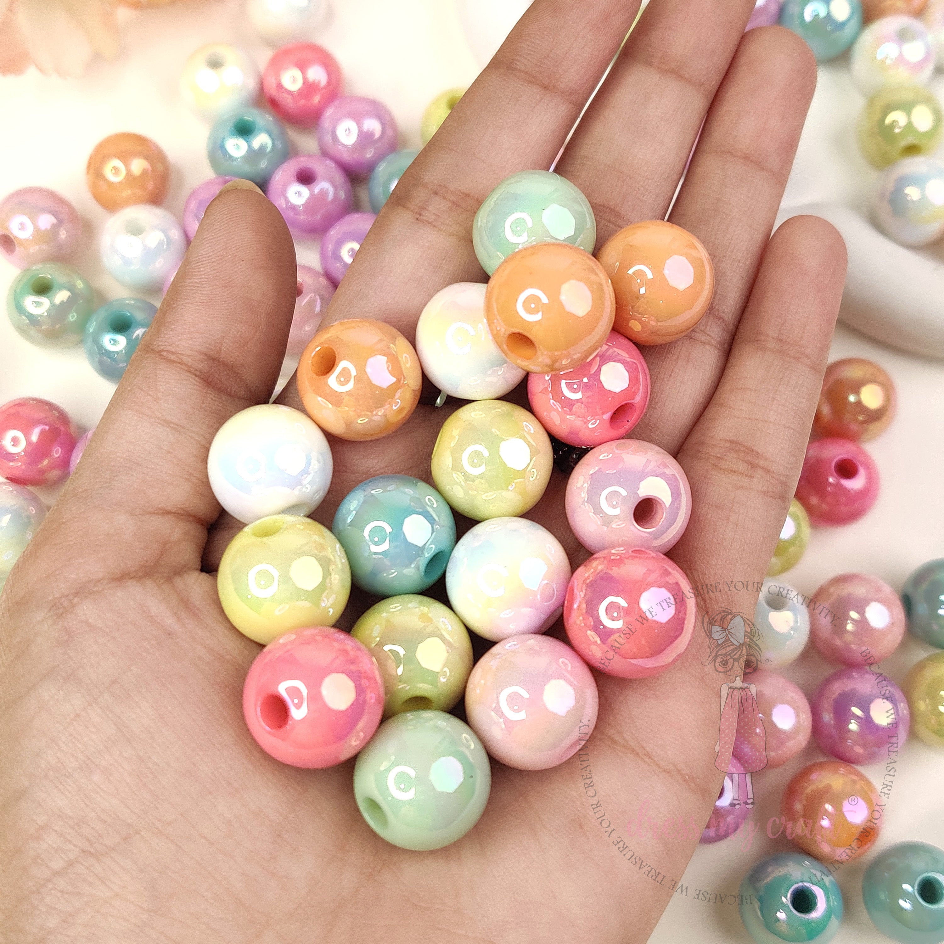Multicolor Acrylic Mermaid Beads - 16 MM