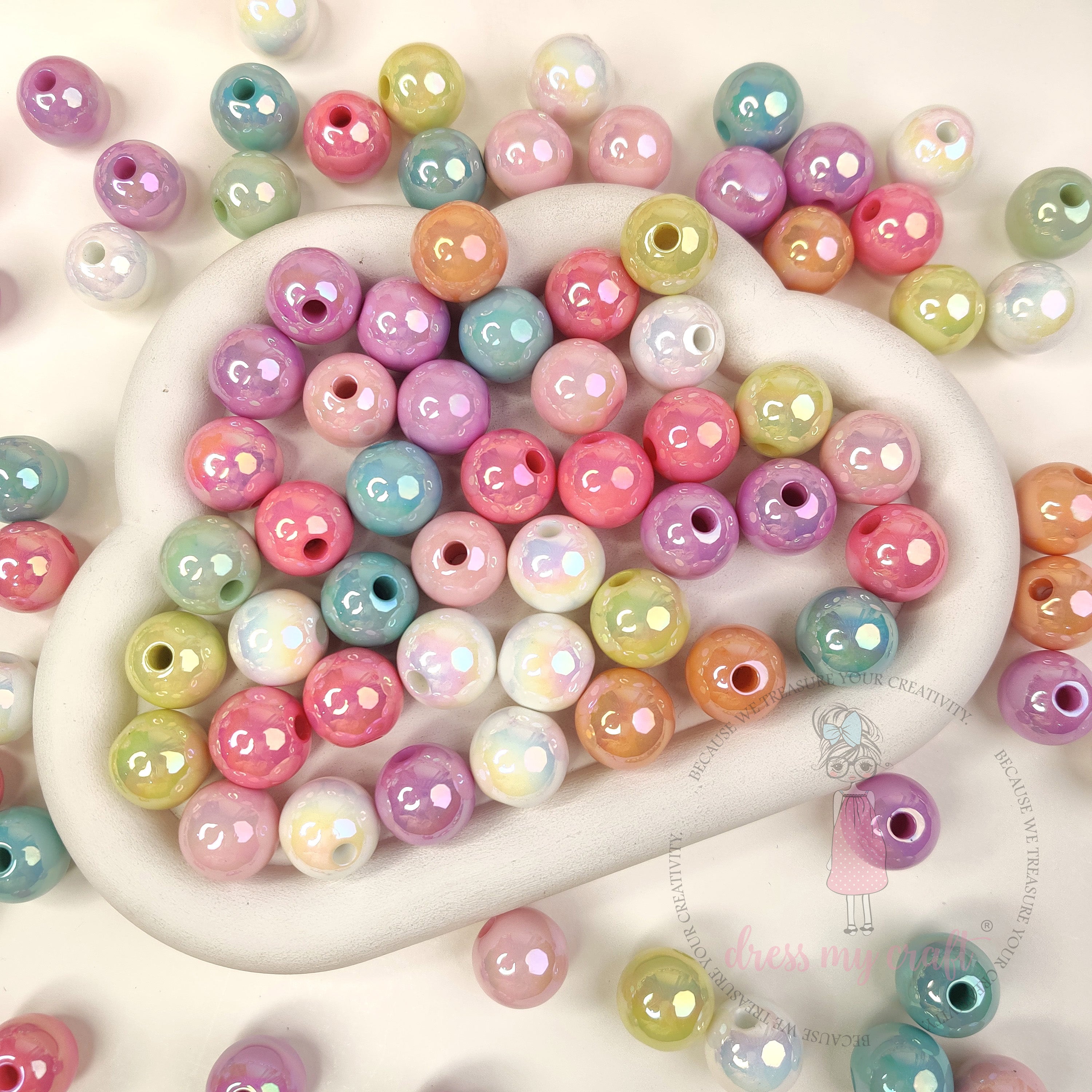 Multicolor Acrylic Mermaid Beads - 16 MM