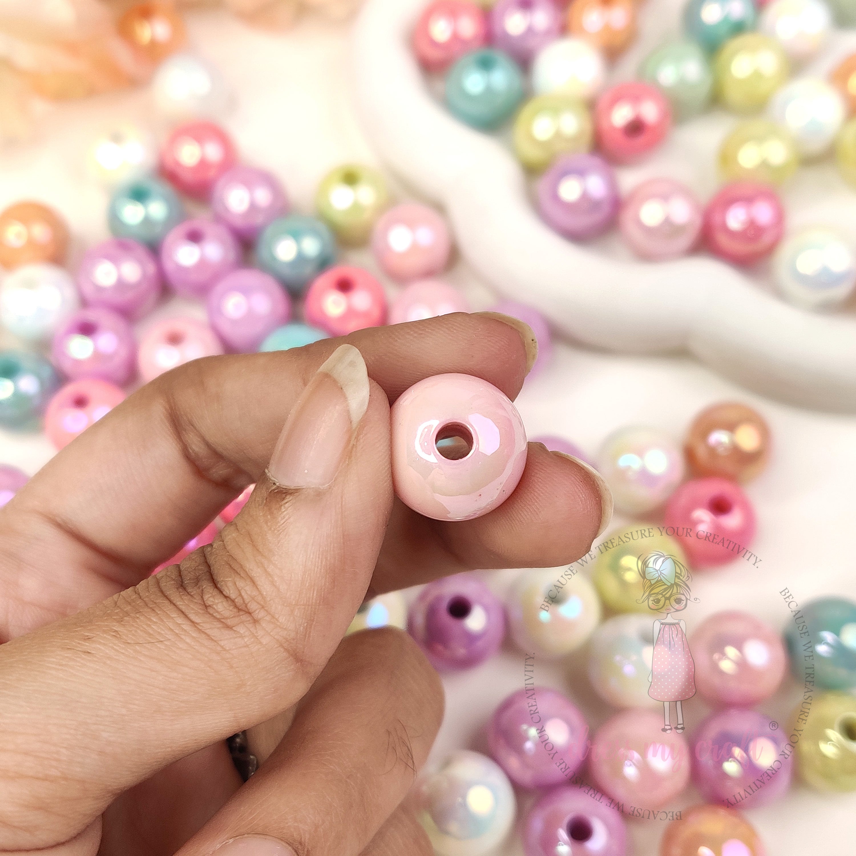 Multicolor Acrylic Mermaid Beads - 16 MM
