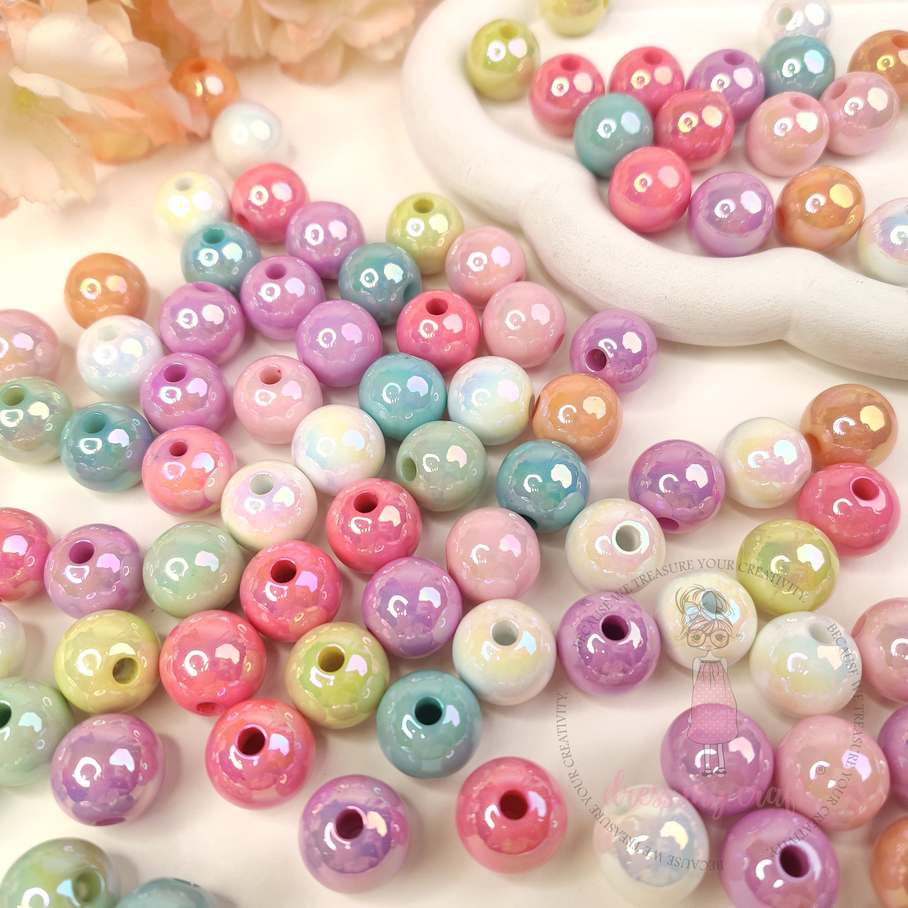Multicolor Acrylic Mermaid Beads - 16 MM