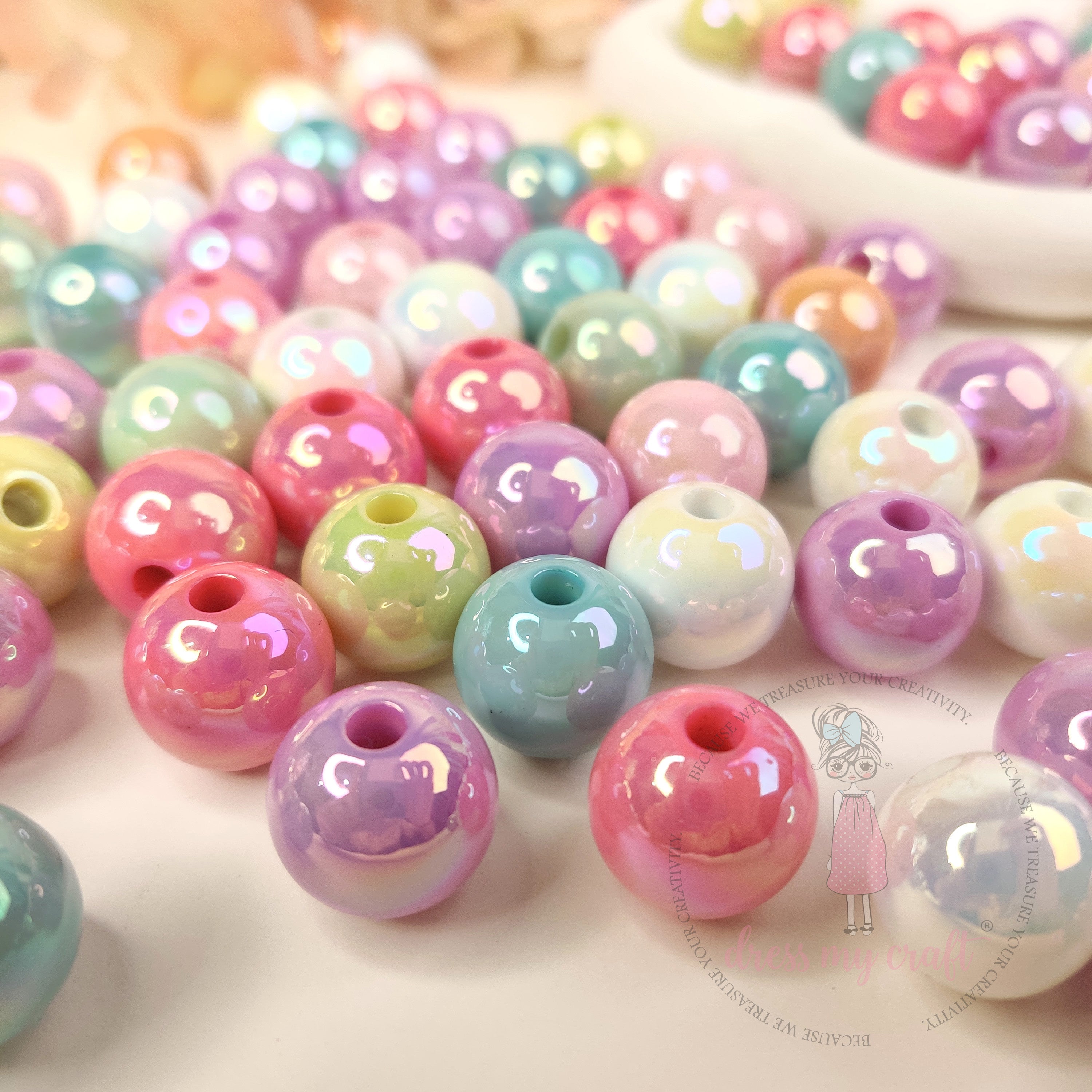 Multicolor Acrylic Mermaid Beads - 16 MM