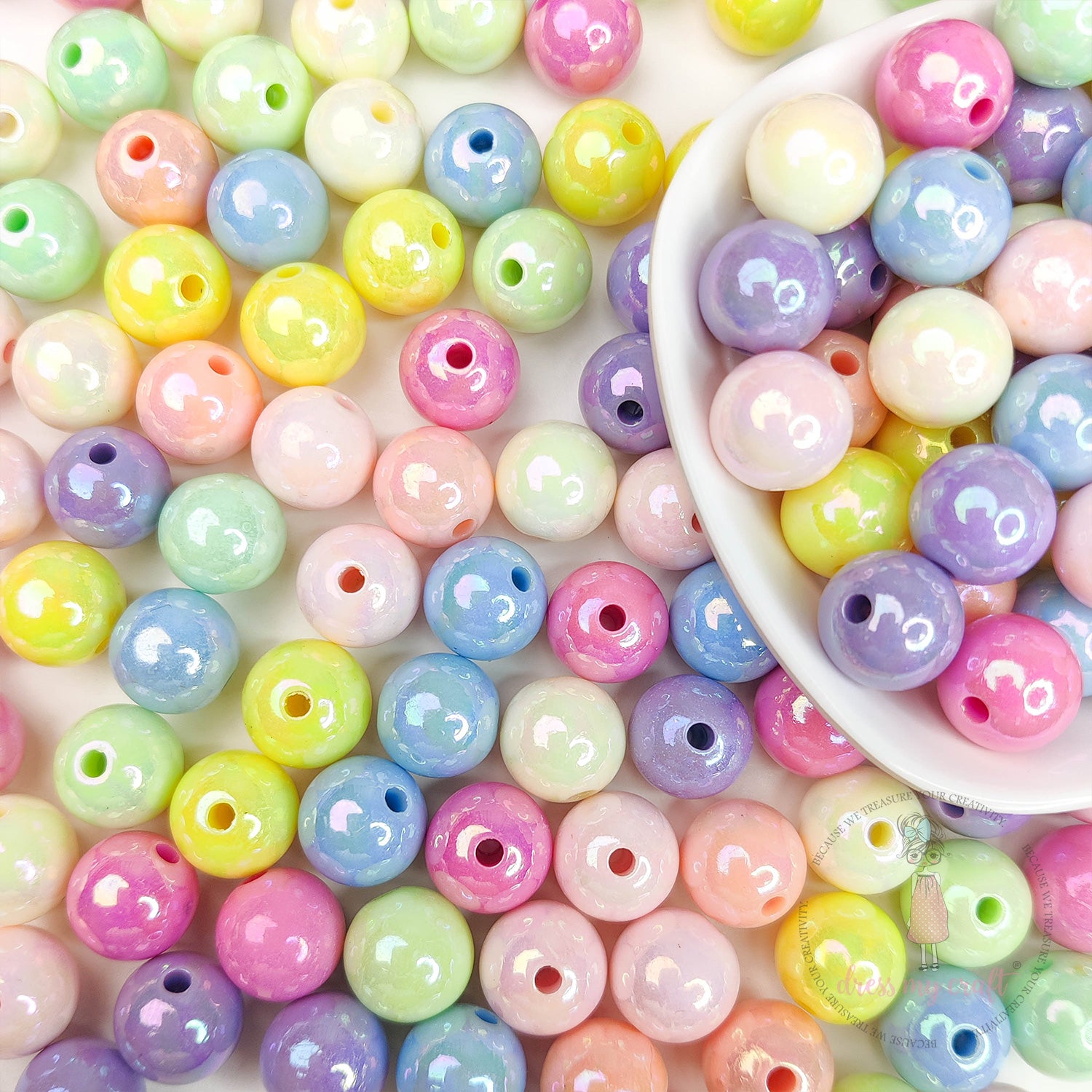 Multicolor Acrylic Mermaid Beads - 12 MM
