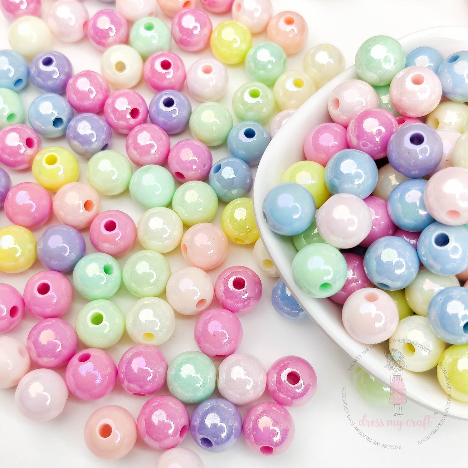 Multicolor Acrylic Mermaid Beads - 12 MM