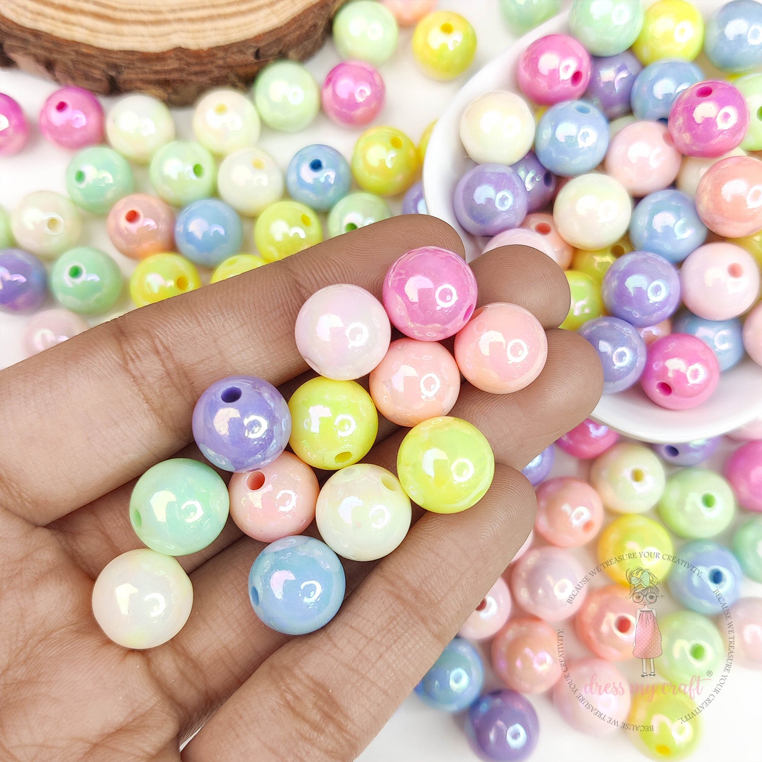 Multicolor Acrylic Mermaid Beads - 12 MM