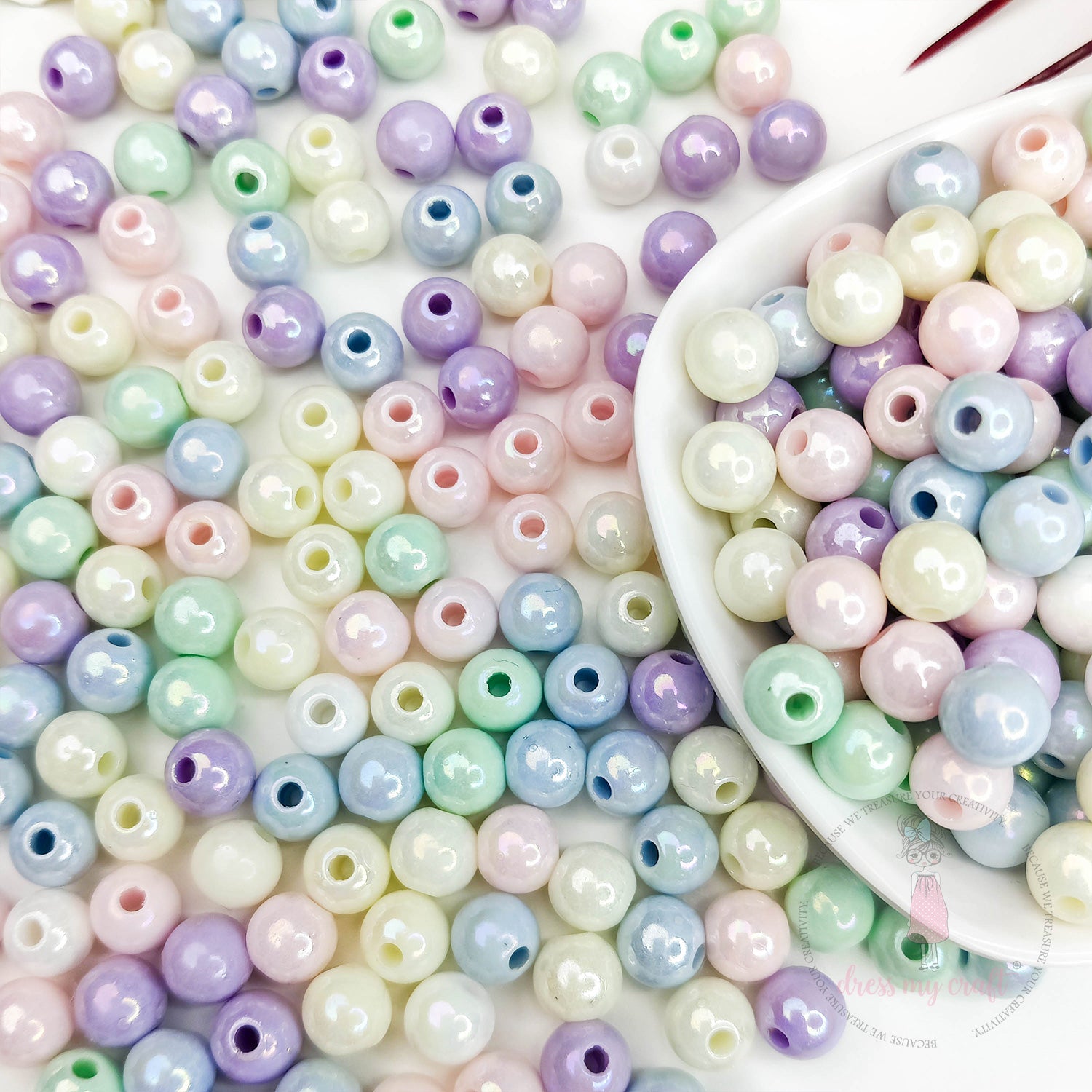 Shimmer Unicorn Acrylic Beads - 8 MM