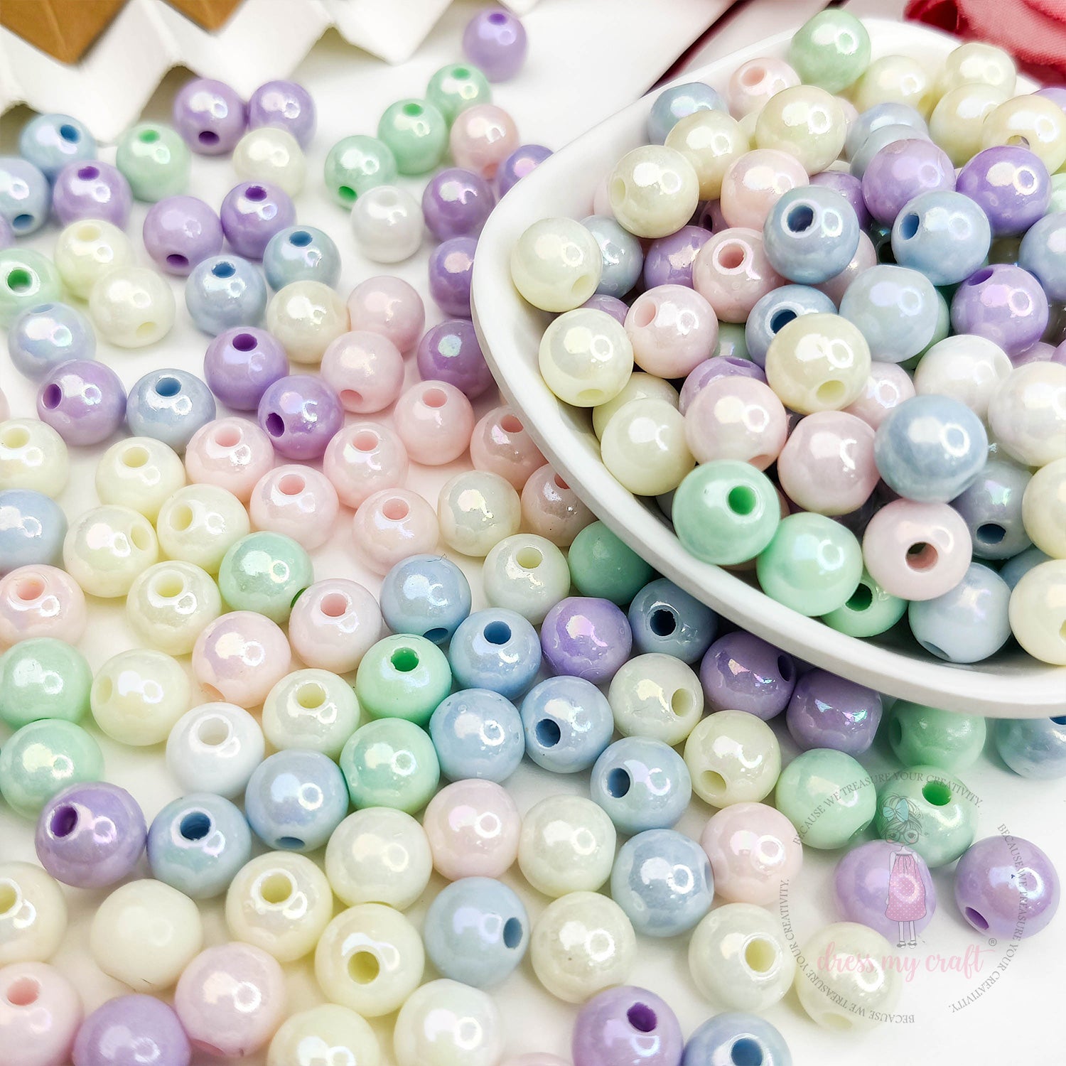 Shimmer Unicorn Acrylic Beads - 8 MM