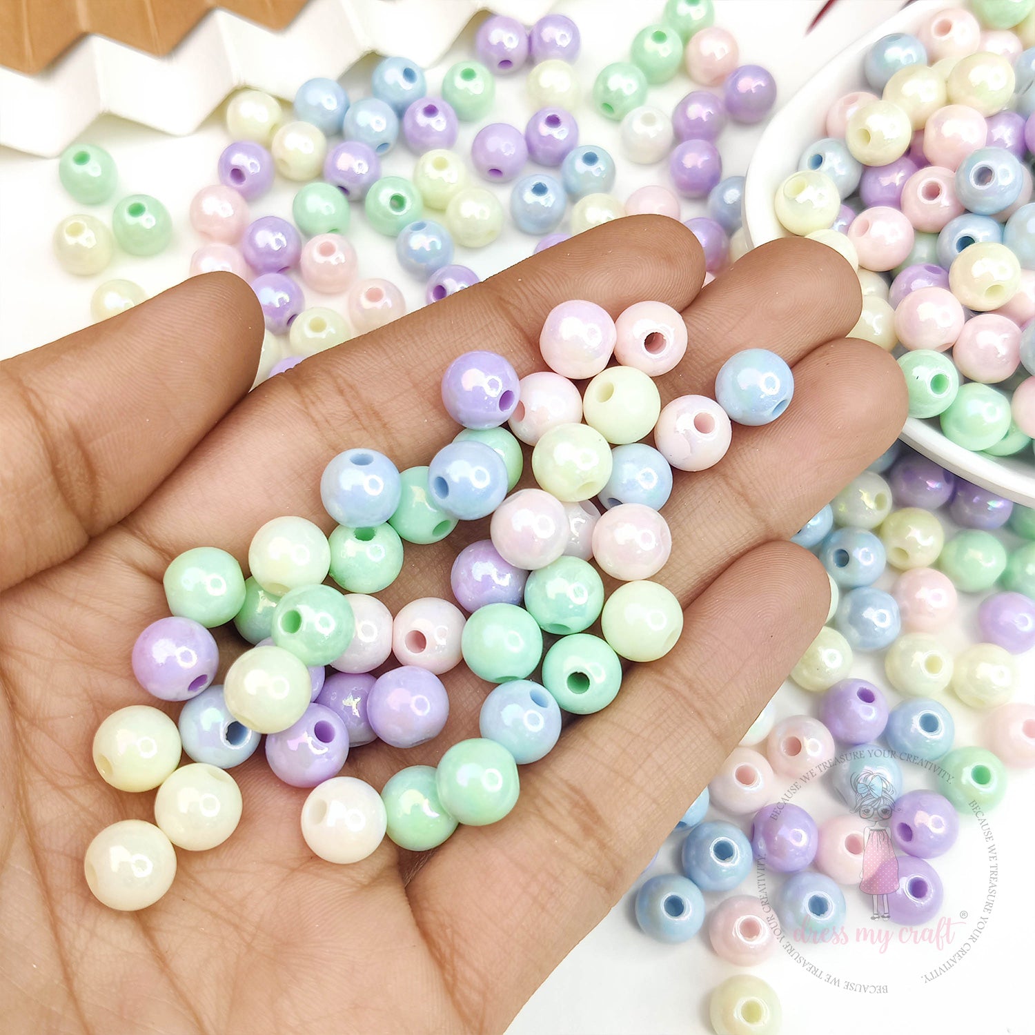 Shimmer Unicorn Acrylic Beads - 8 MM