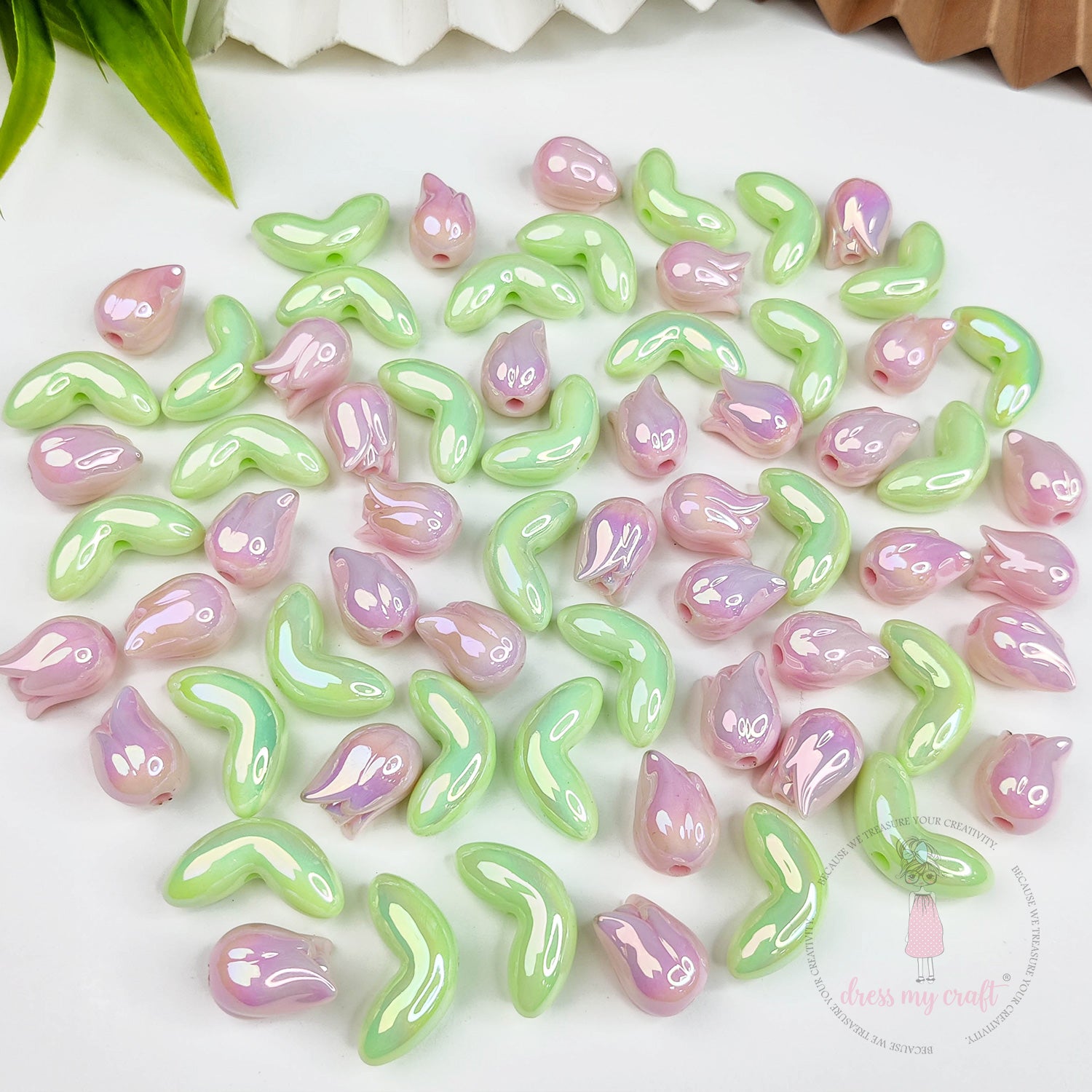 Tulip Flower And Leave Beads Assorted Pack