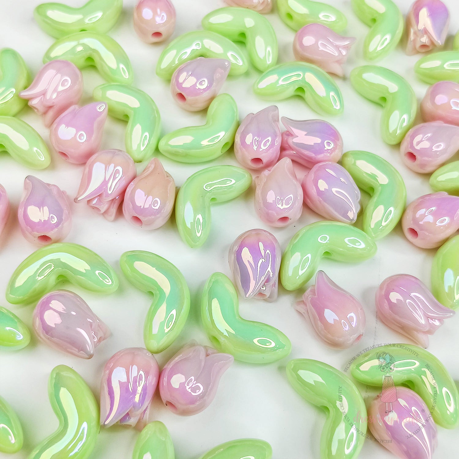 Tulip Flower And Leave Beads Assorted Pack