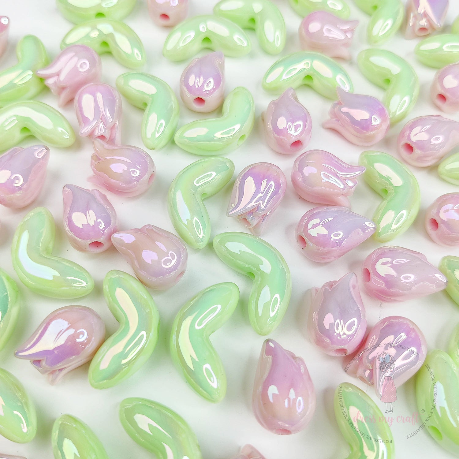 Tulip Flower And Leave Beads Assorted Pack