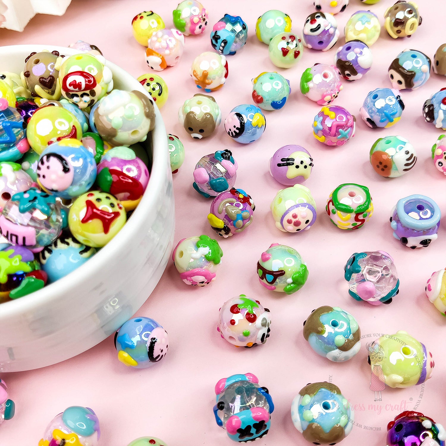 Hand Painted Cute Cartoon Beads
