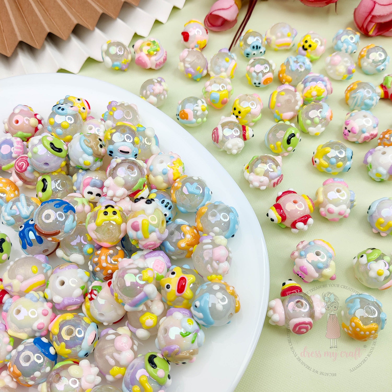 Hand Painted Cute Animal Beads