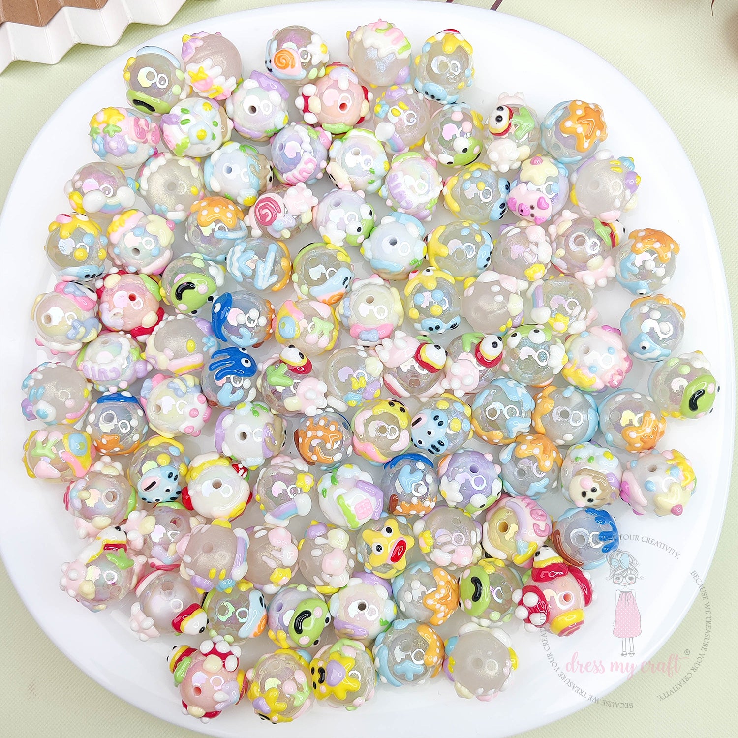 Hand Painted Cute Animal Beads