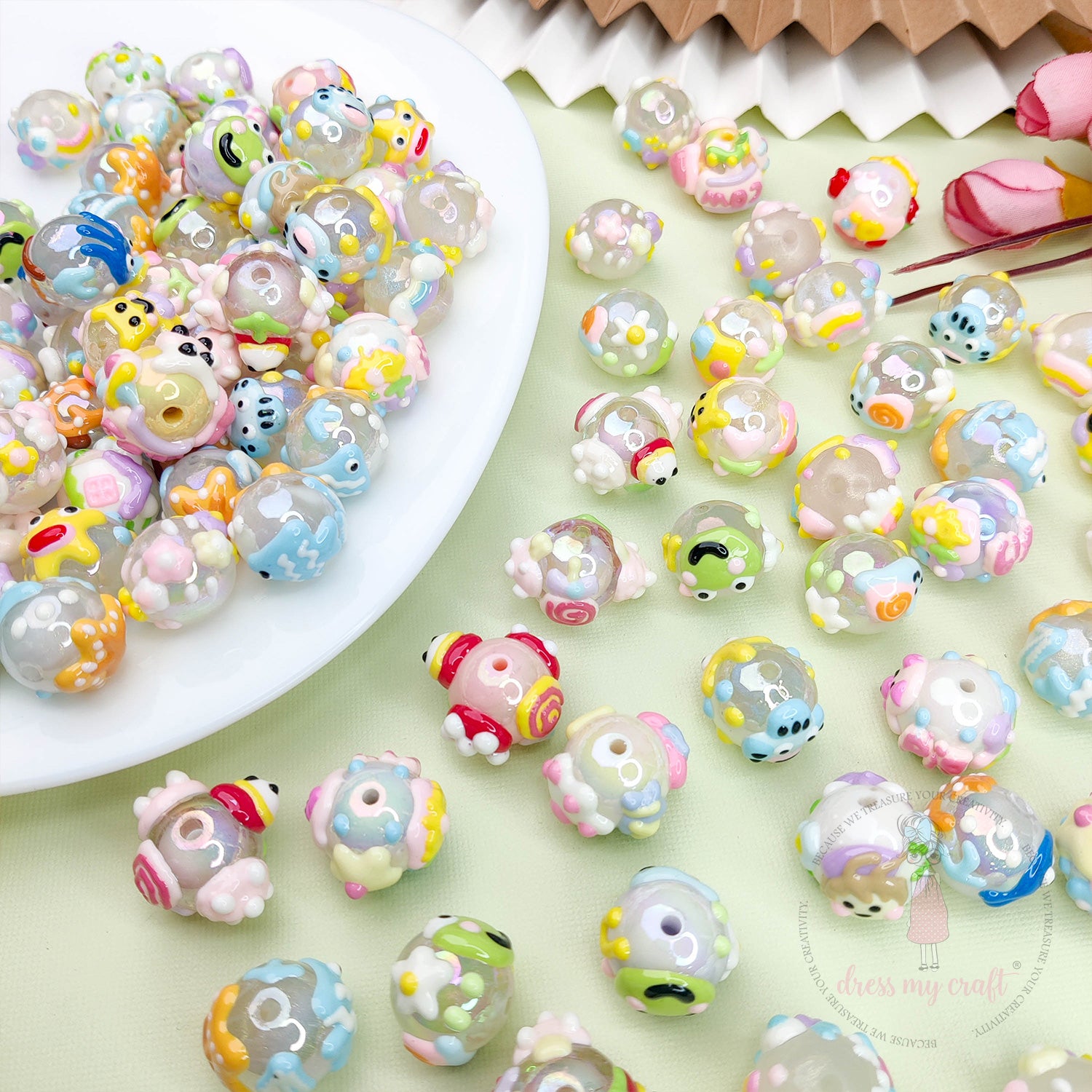 Hand Painted Cute Animal Beads