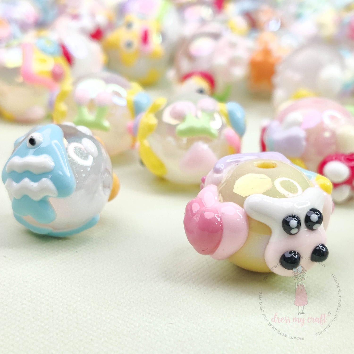 Hand Painted Cute Animal Beads