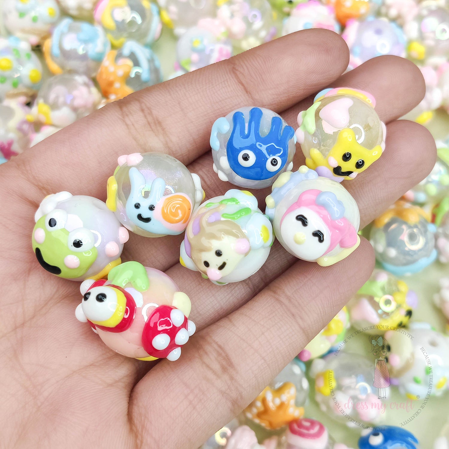 Hand Painted Cute Animal Beads